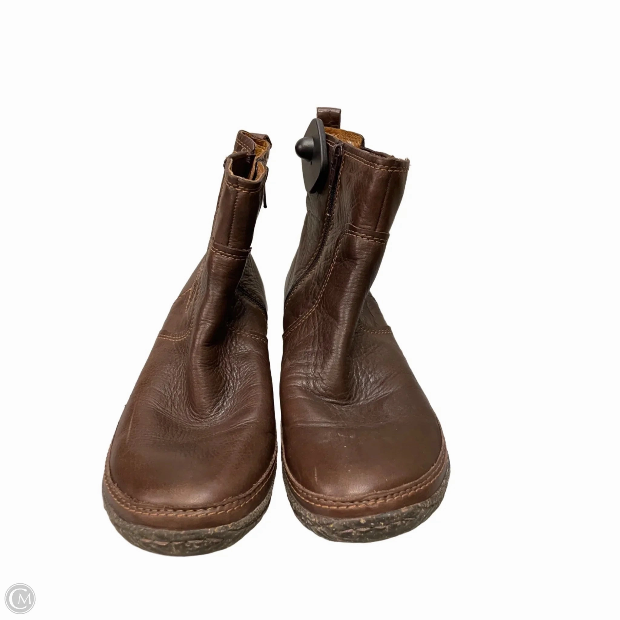 Boots Ankle Flats By Clarks In Brown, Size: 8.5 Leather Footwear