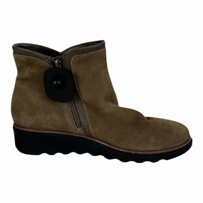 Boots Ankle Flats By Clarks In Brown, Size: 9.5 Clarks leather shoes for daily wear
