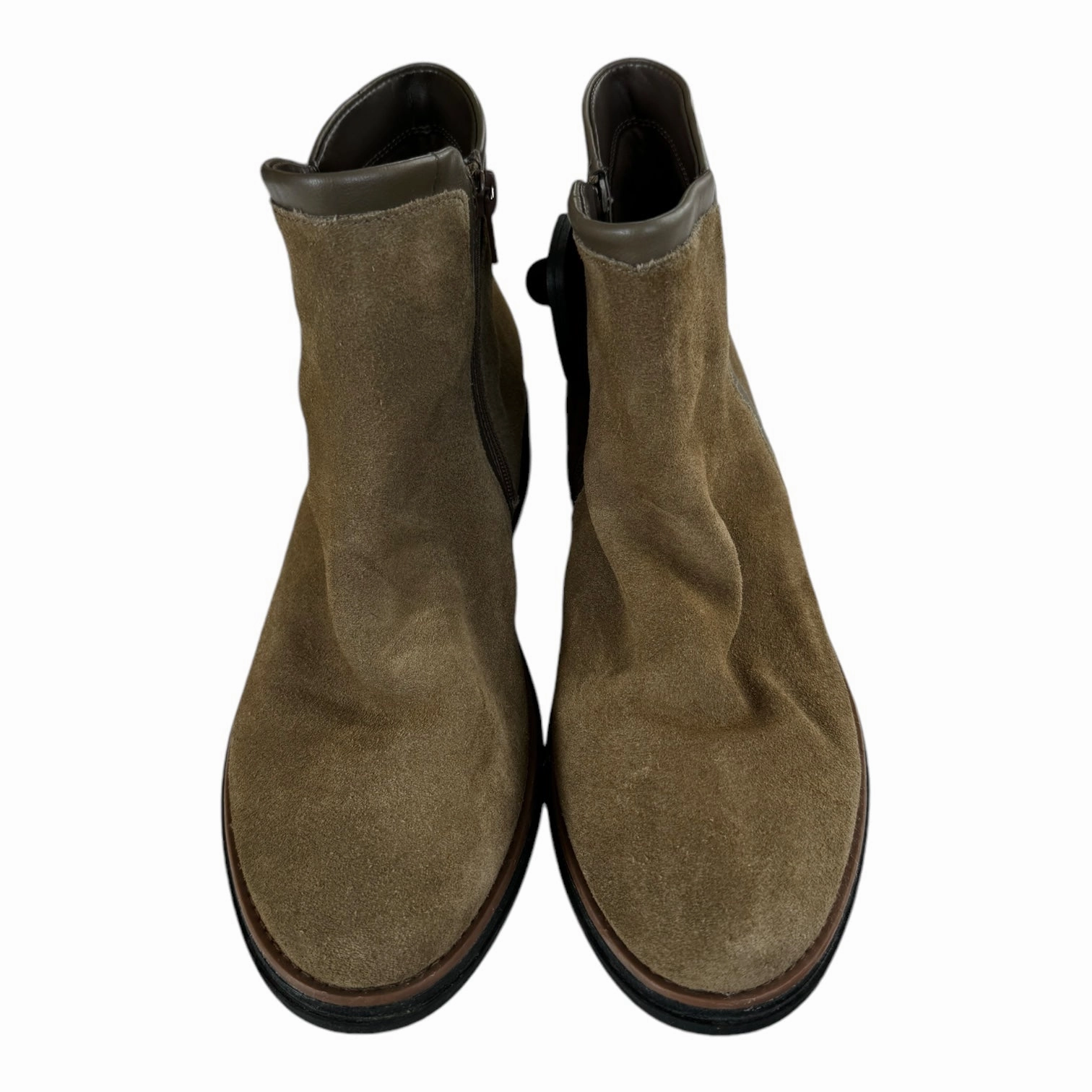 Boots Ankle Flats By Clarks In Brown, Size: 9.5 Leather Footwear