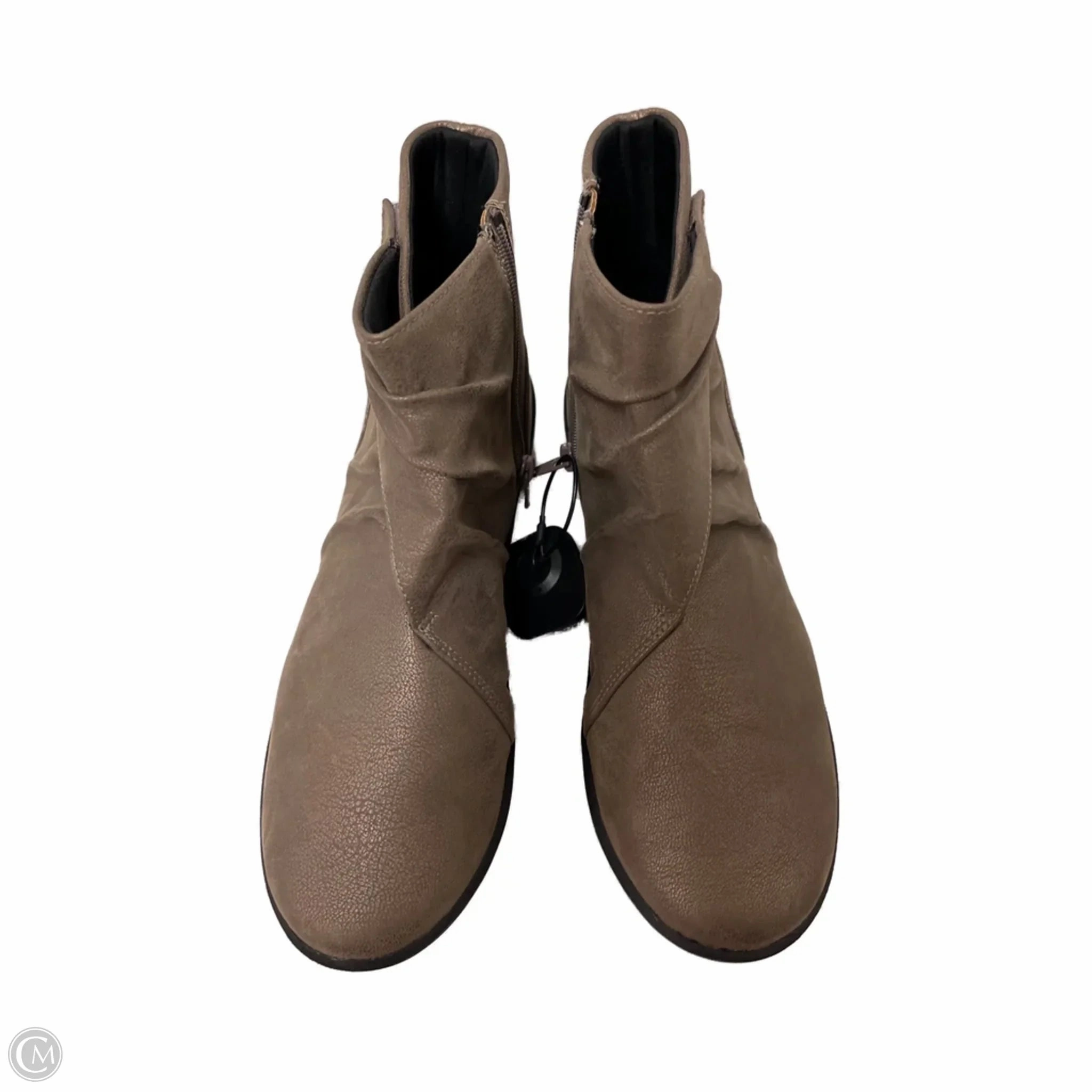 Boots Ankle Flats By Clarks In Gold, Size: 9.5 Leather Footwear