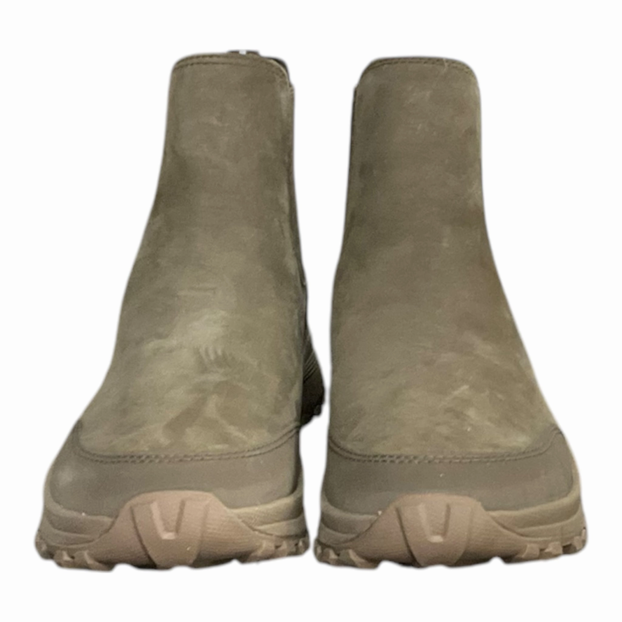 Boots Ankle Flats By Clarks In Green, Size: 8.5 Leather Footwear
