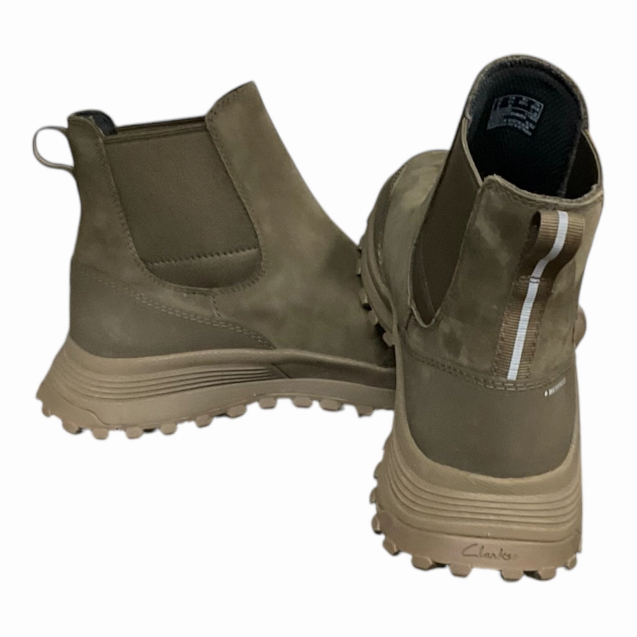Boots Ankle Flats By Clarks In Green, Size: 8.5 Leather Footwear
