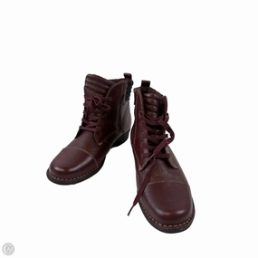 Boots Ankle Flats By Clarks In Maroon, Size: 10 Clarks leather shoes for daily wear