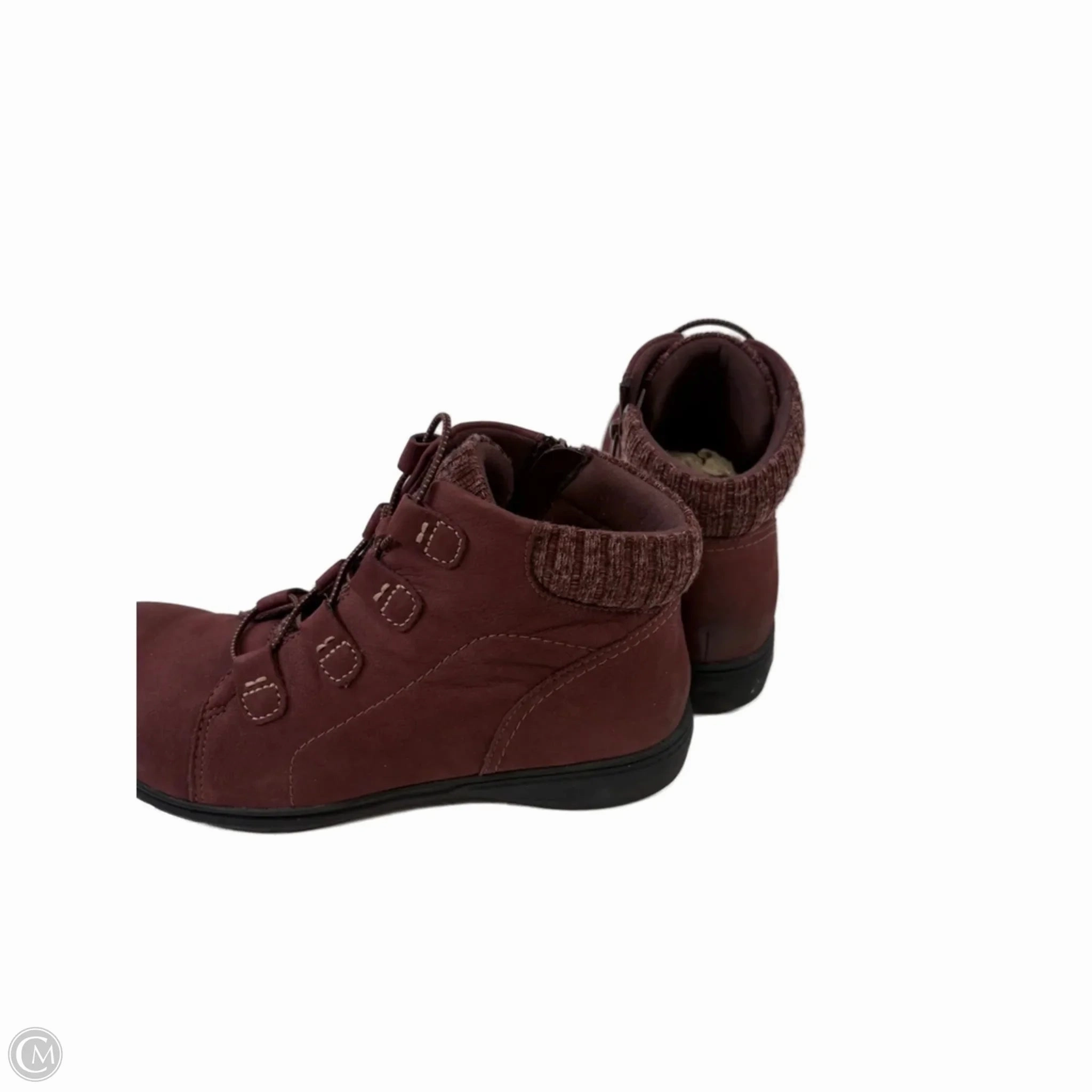Boots Ankle Flats By Clarks In Maroon, Size: 11 Leather Footwear