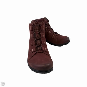 Boots Ankle Flats By Clarks In Maroon, Size: 11 Clarks leather shoes for daily wear