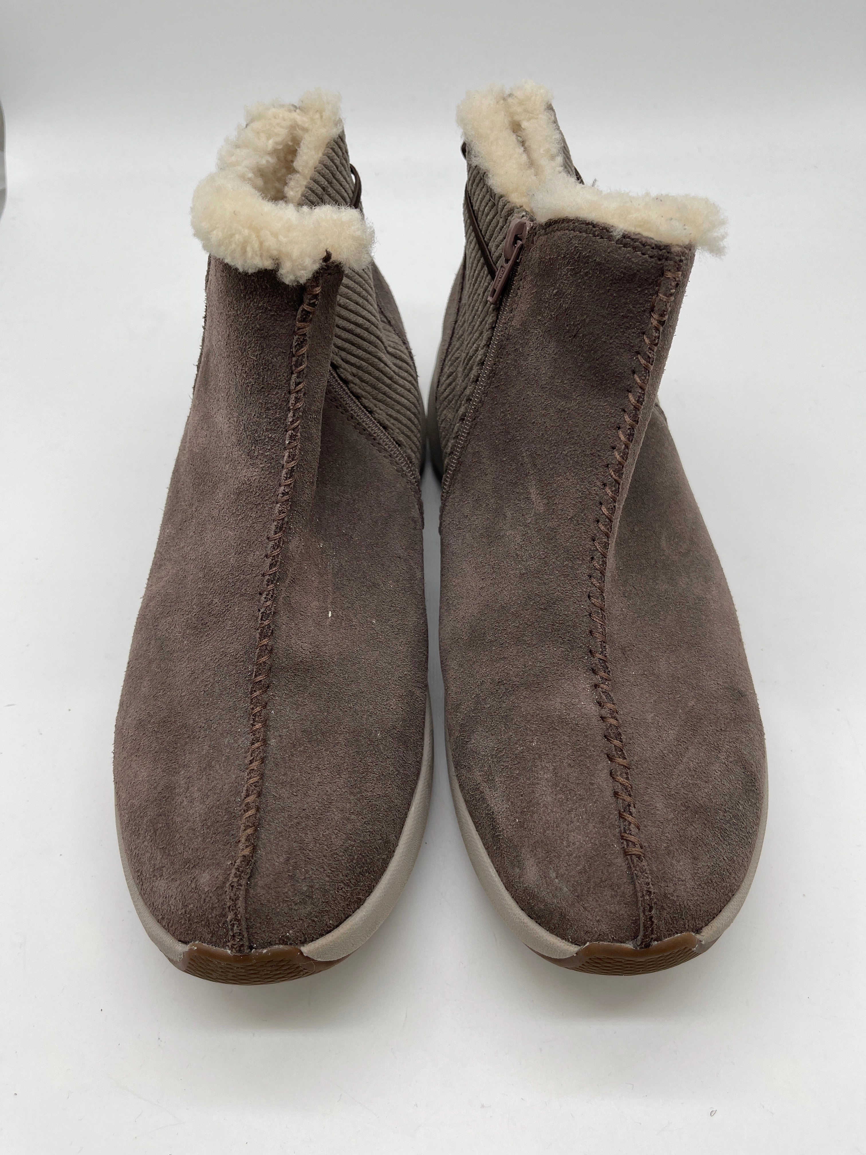 Boots Ankle Flats By Clarks In Tan, Size: 11 Leather Footwear