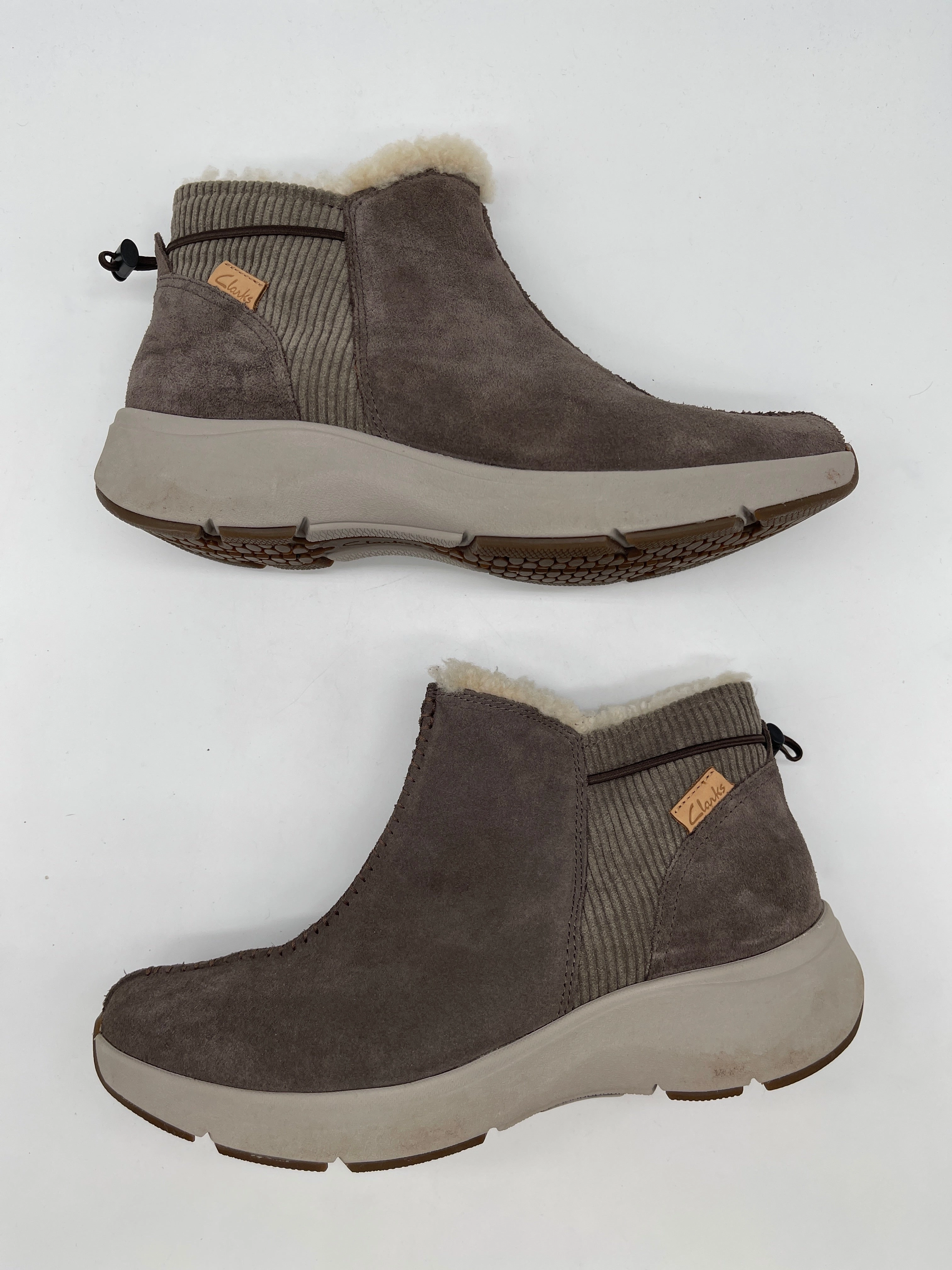 Boots Ankle Flats By Clarks In Tan, Size: 11 Leather Footwear