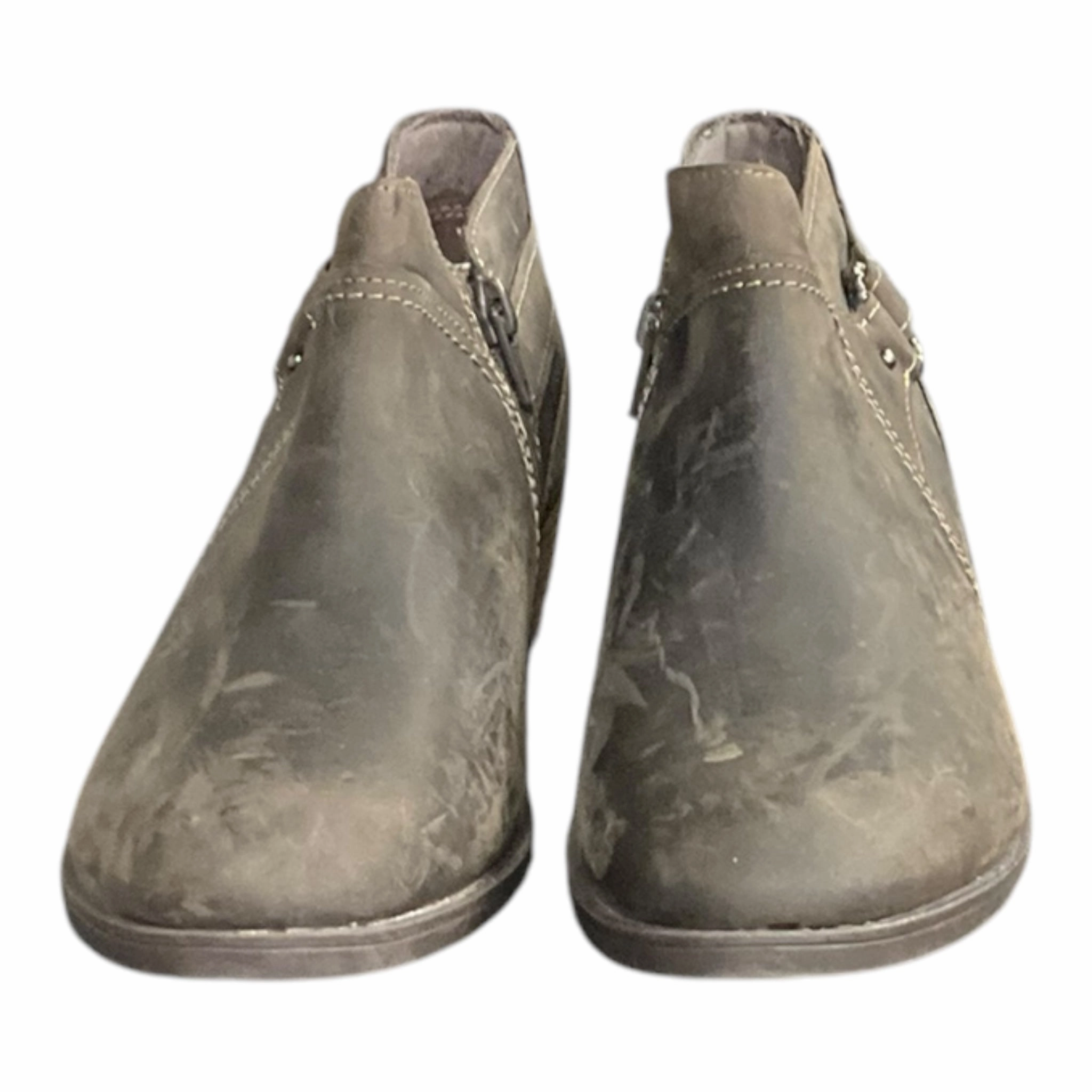Boots Ankle Flats By Clarks In Taupe, Size: 8.5 Leather Footwear