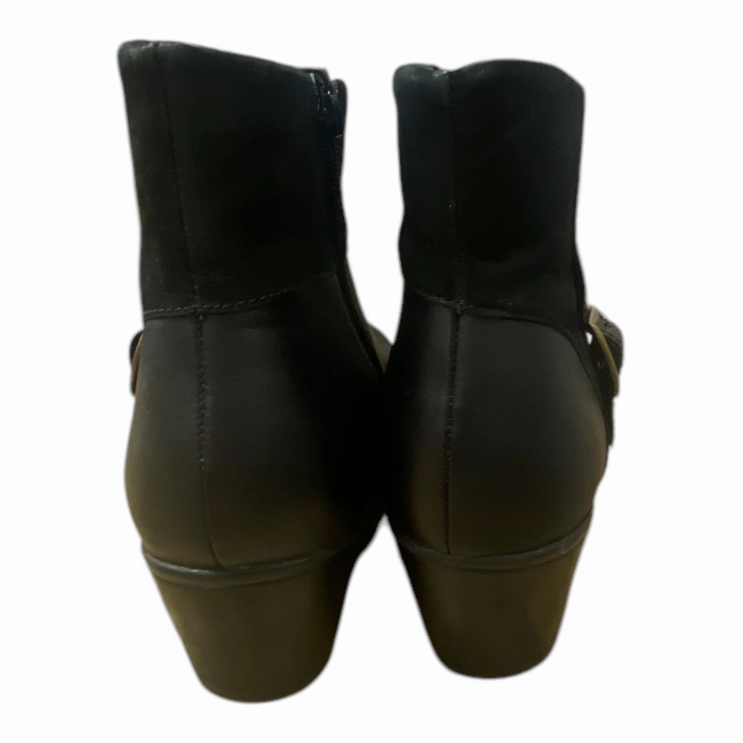 Boots Ankle Heels By Clarks In Black, Size: 10 Leather Footwear