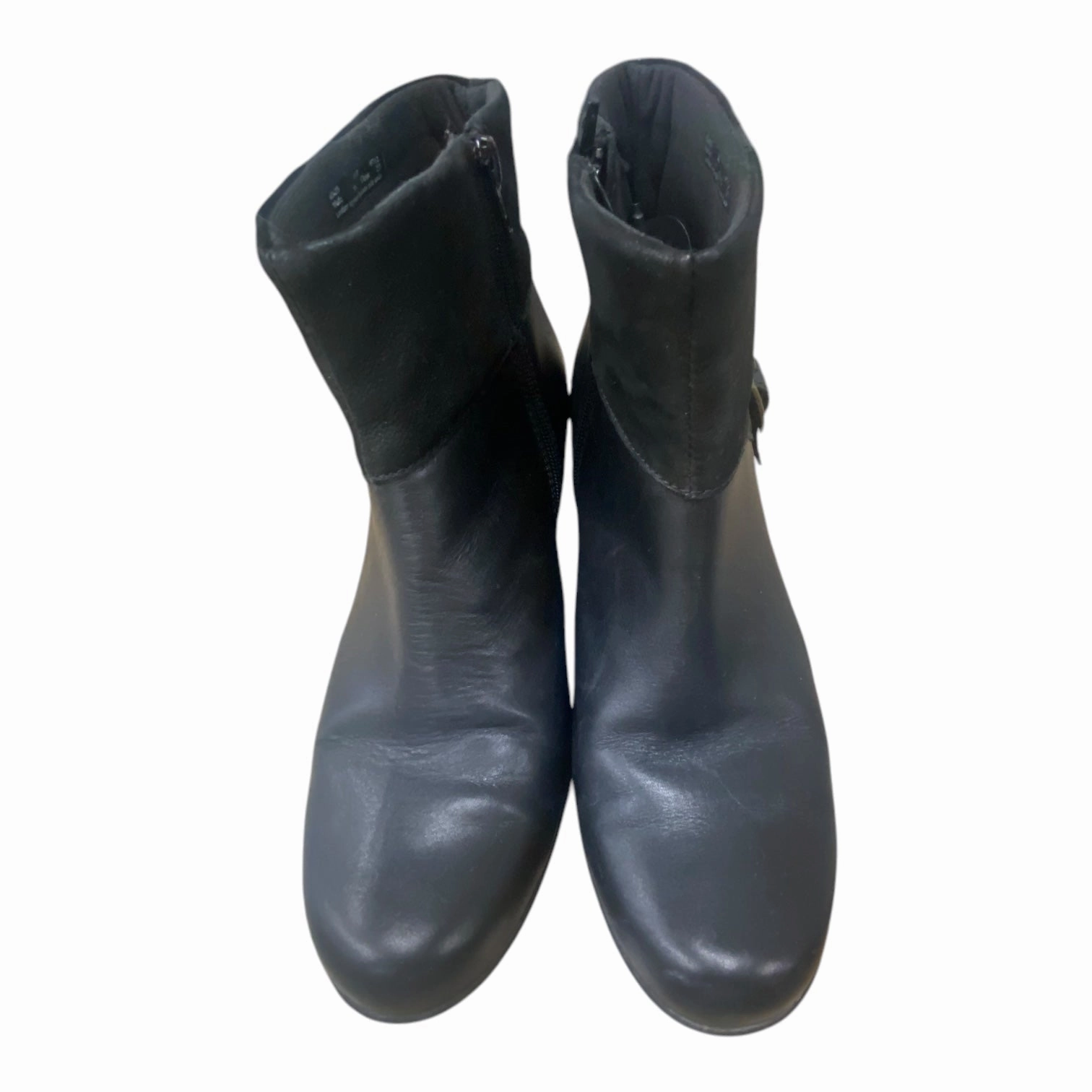 Boots Ankle Heels By Clarks In Black, Size: 10 Leather Footwear