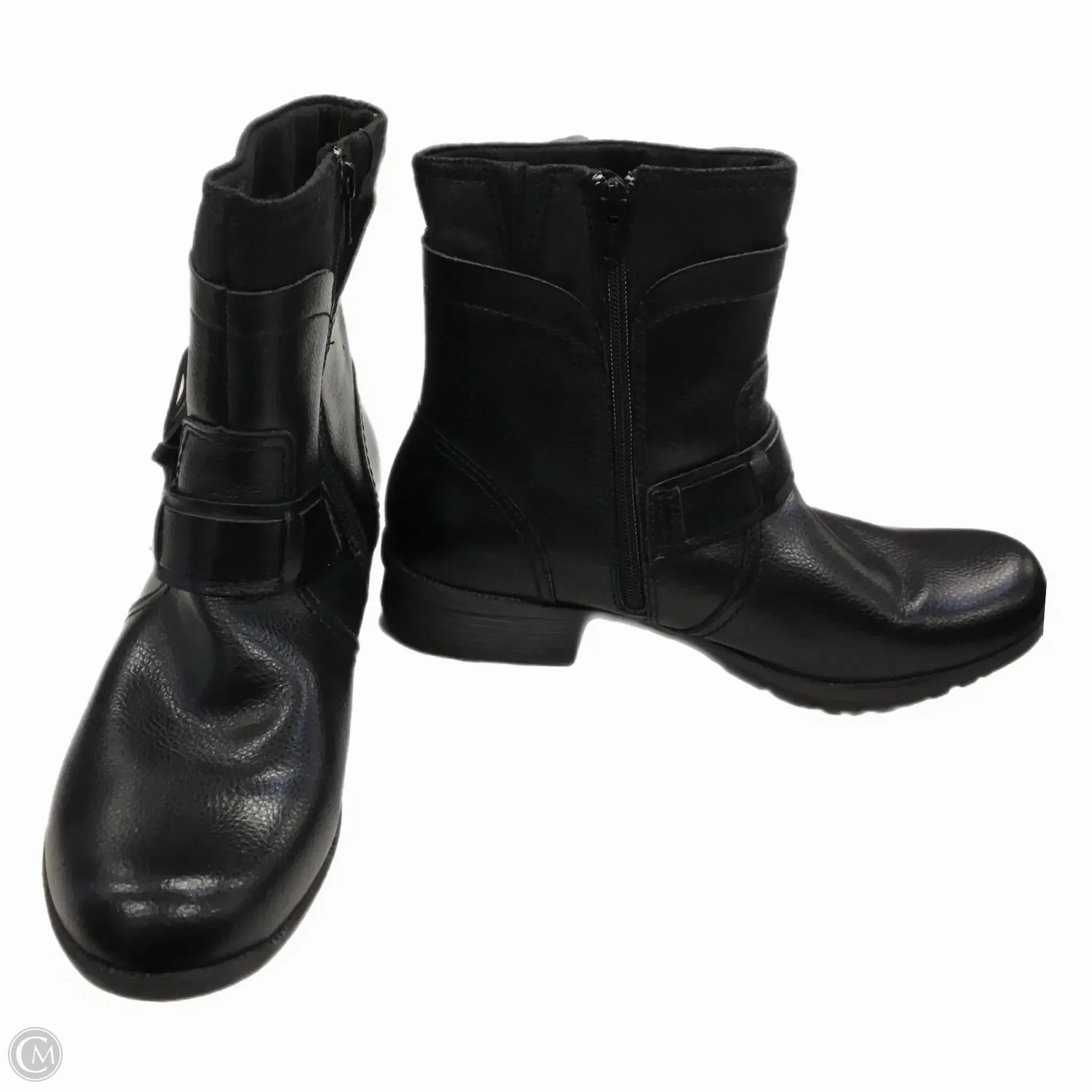Boots Ankle Heels By Clarks In Black, Size: 10 Leather Footwear