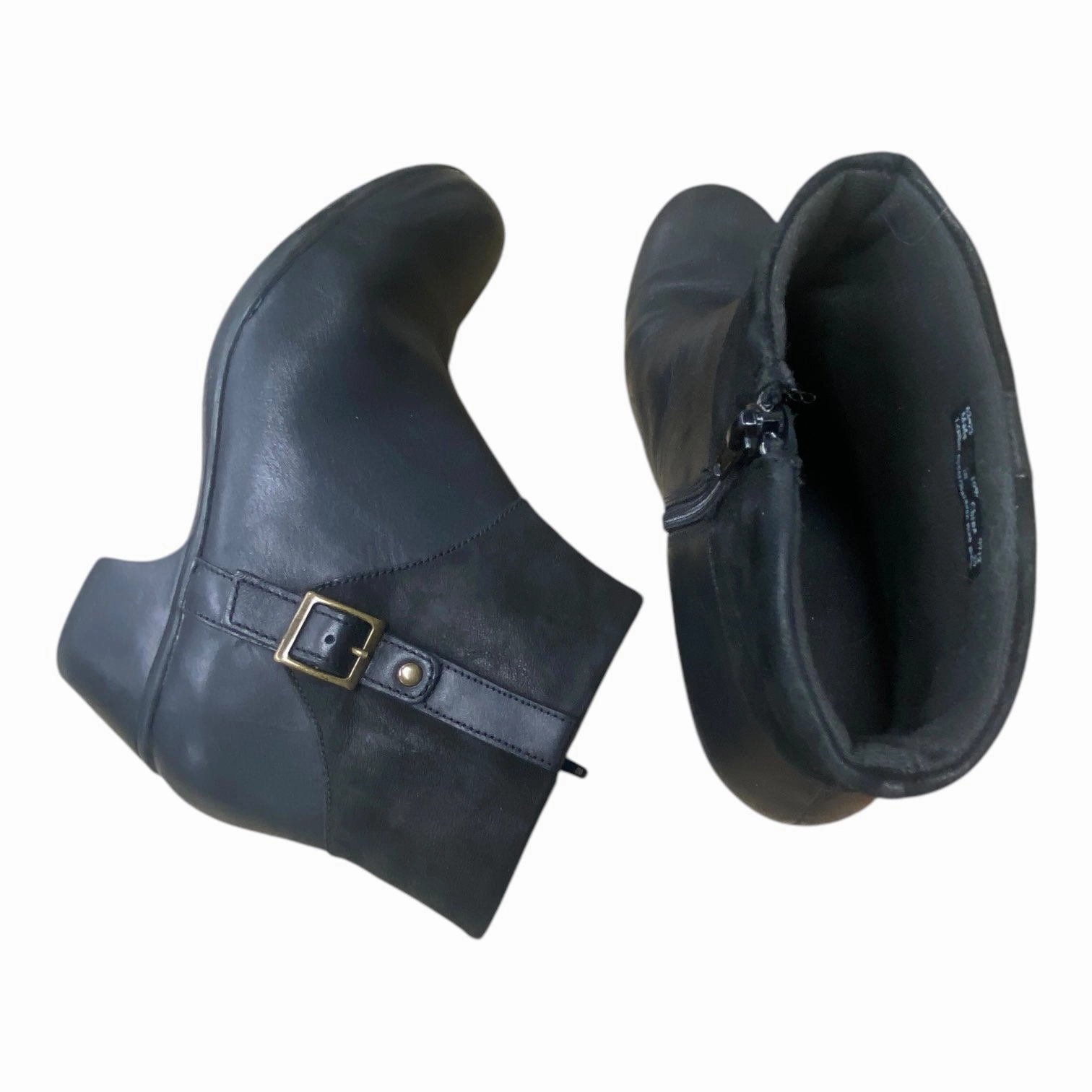Boots Ankle Heels By Clarks In Black, Size: 10 Leather Footwear