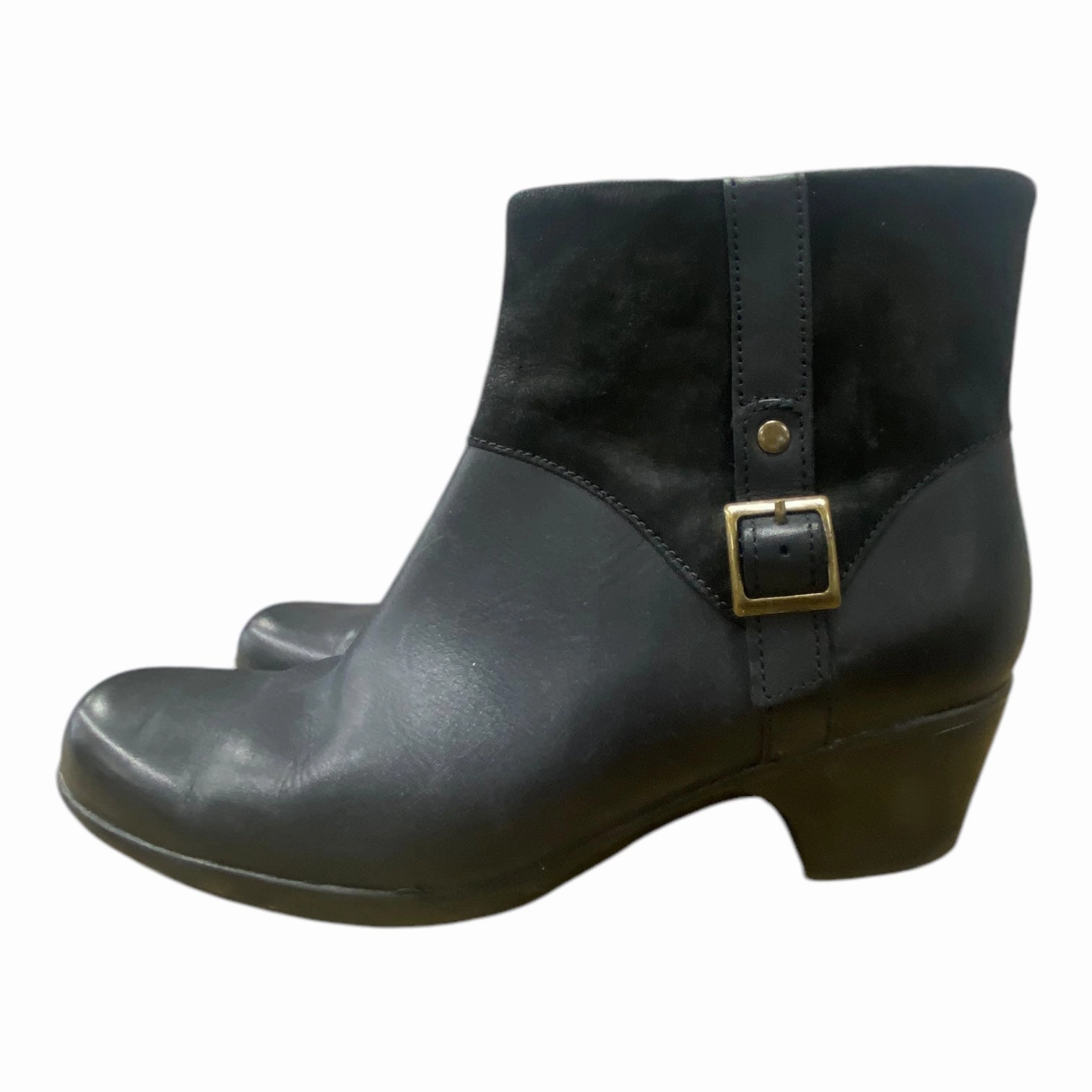 Boots Ankle Heels By Clarks In Black, Size: 10 Leather Footwear