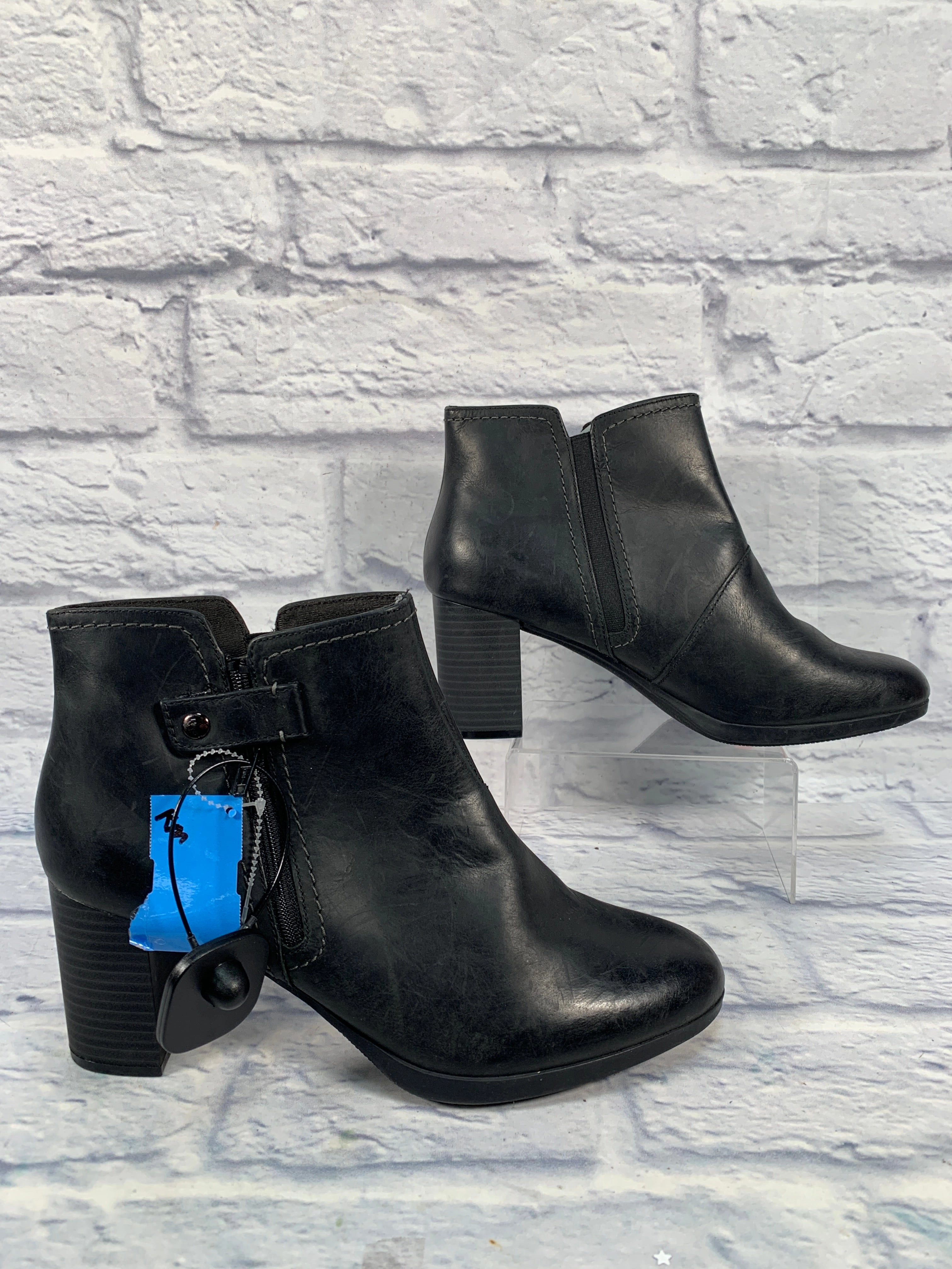 Boots Ankle Heels By Clarks In Black, Size: 12 Clarks leather shoes for daily wear