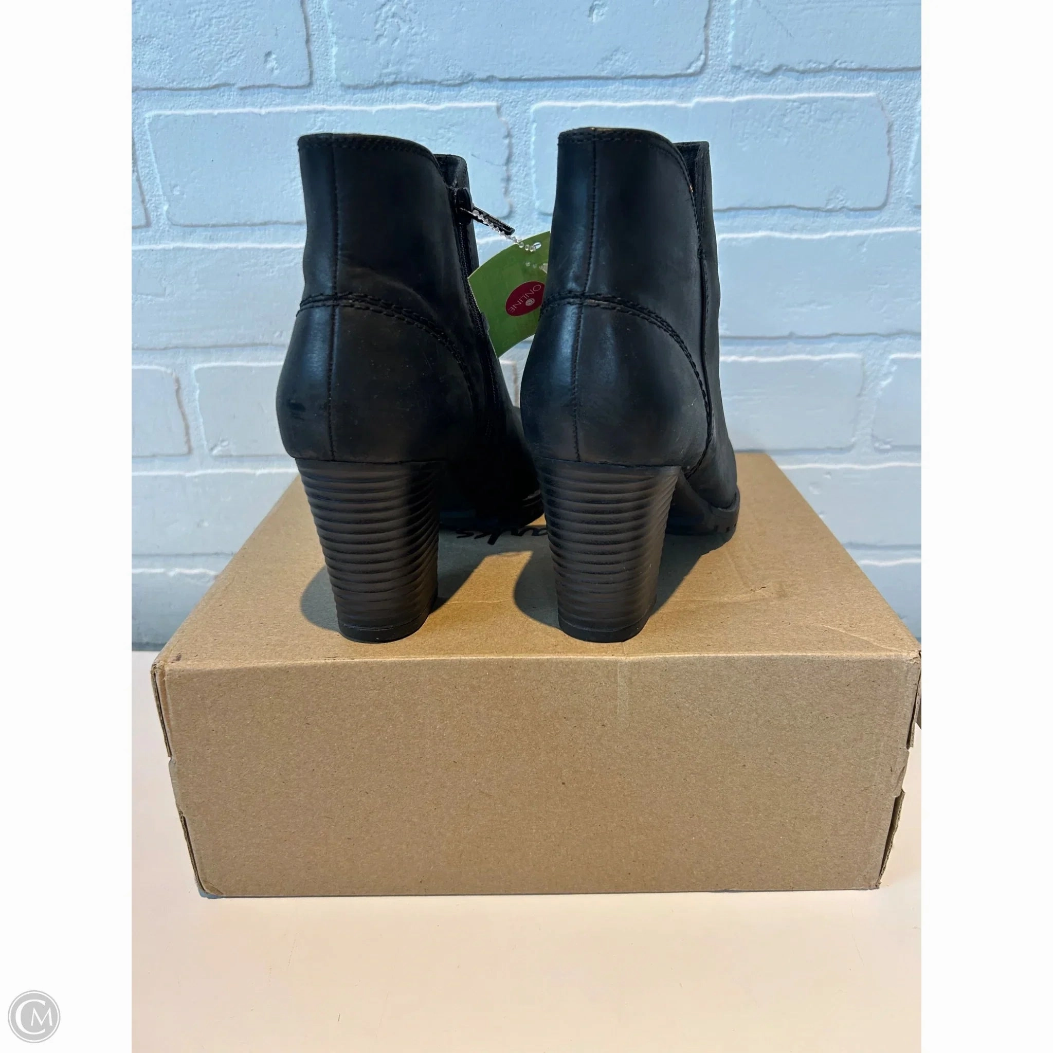 Boots Ankle Heels By Clarks In Black, Size: 6 Leather Footwear