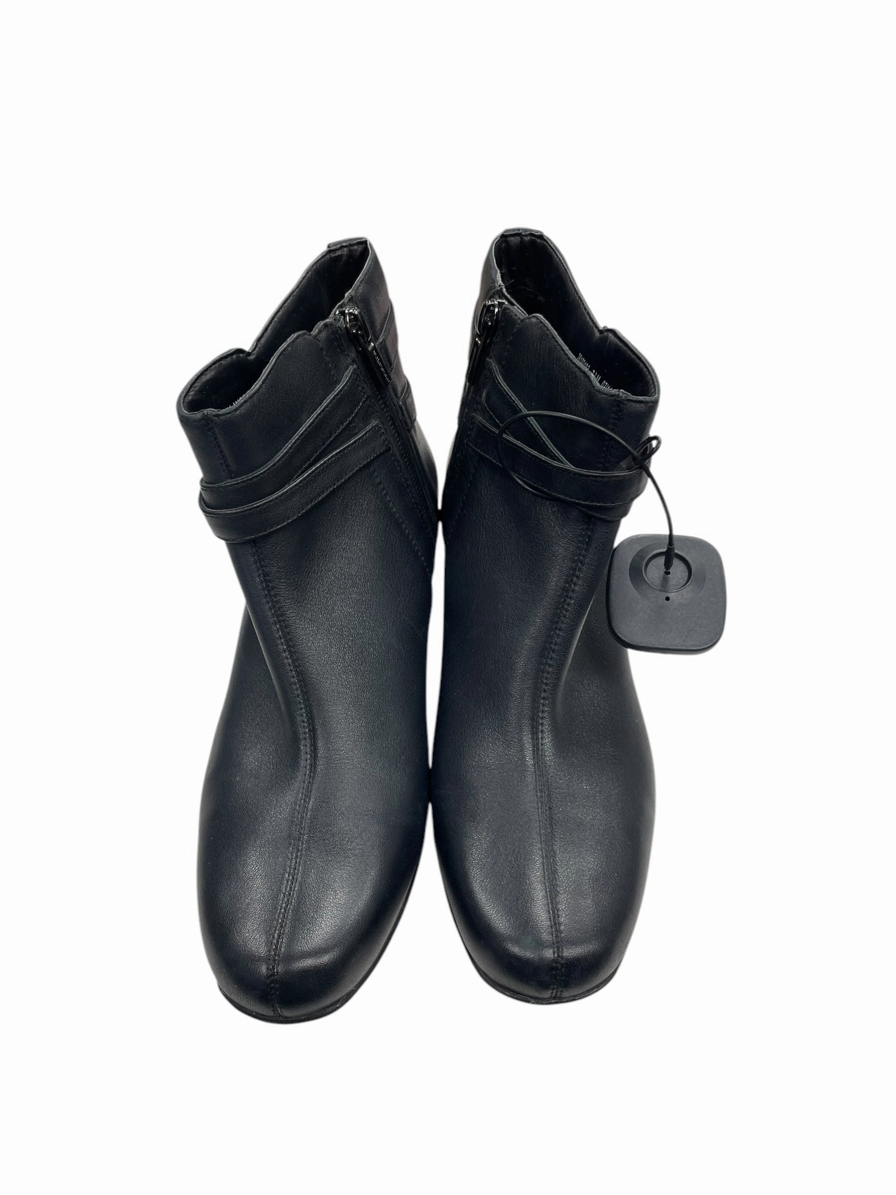 Boots Ankle Heels By Clarks In Black, Size: 7.5 Leather Footwear