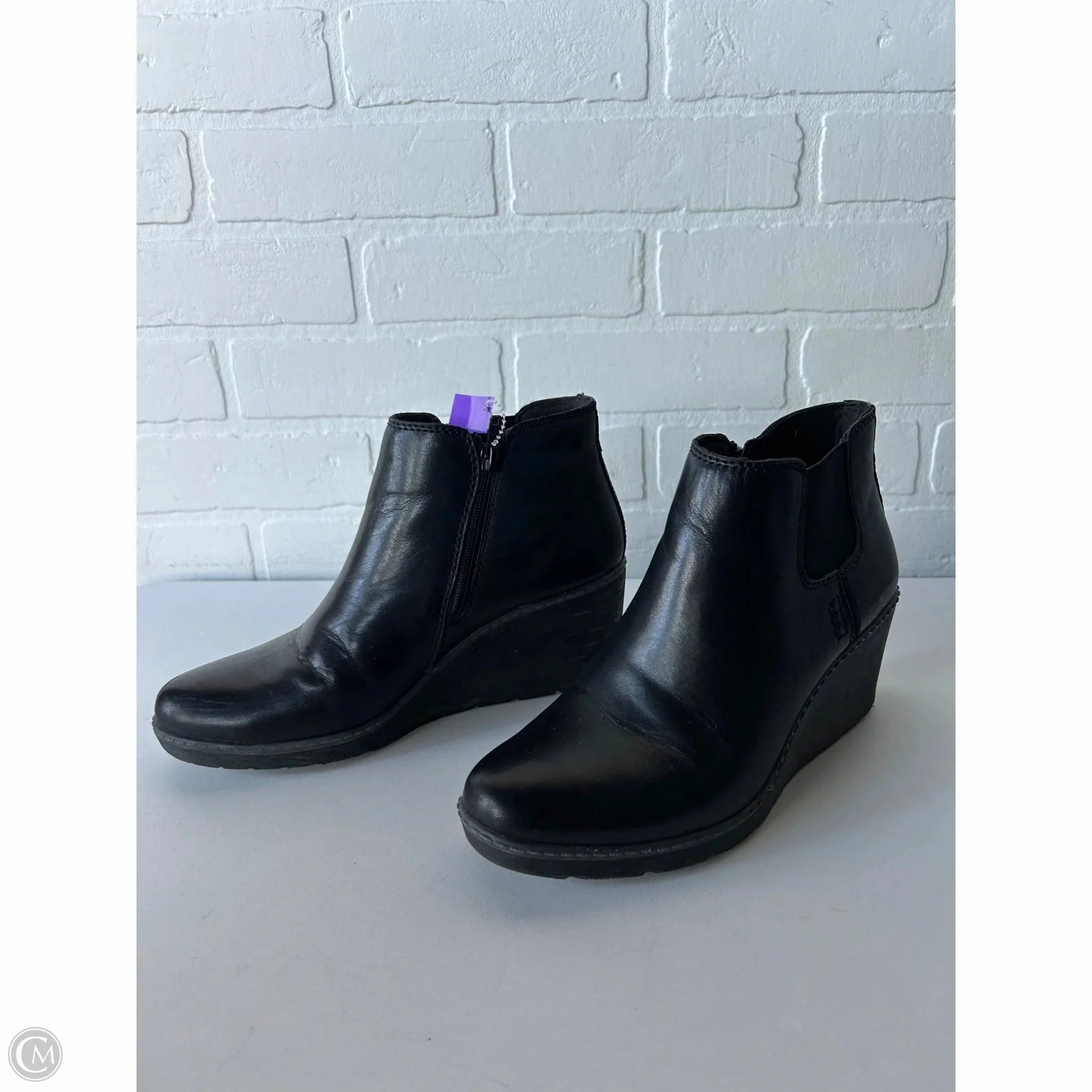 Boots Ankle Heels By Clarks In Black, Size: 7.5 Clarks leather shoes for daily wear