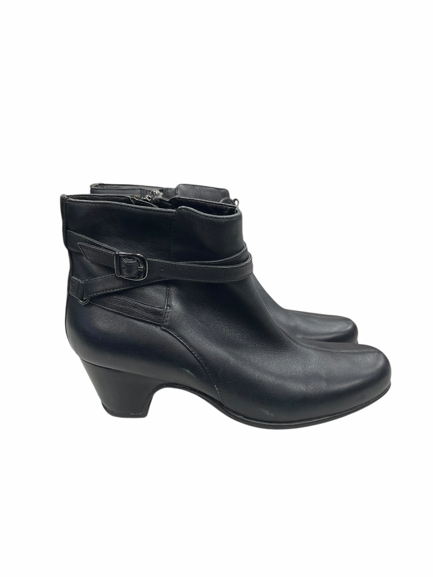 Boots Ankle Heels By Clarks In Black, Size: 7.5 Clarks leather shoes for daily wear