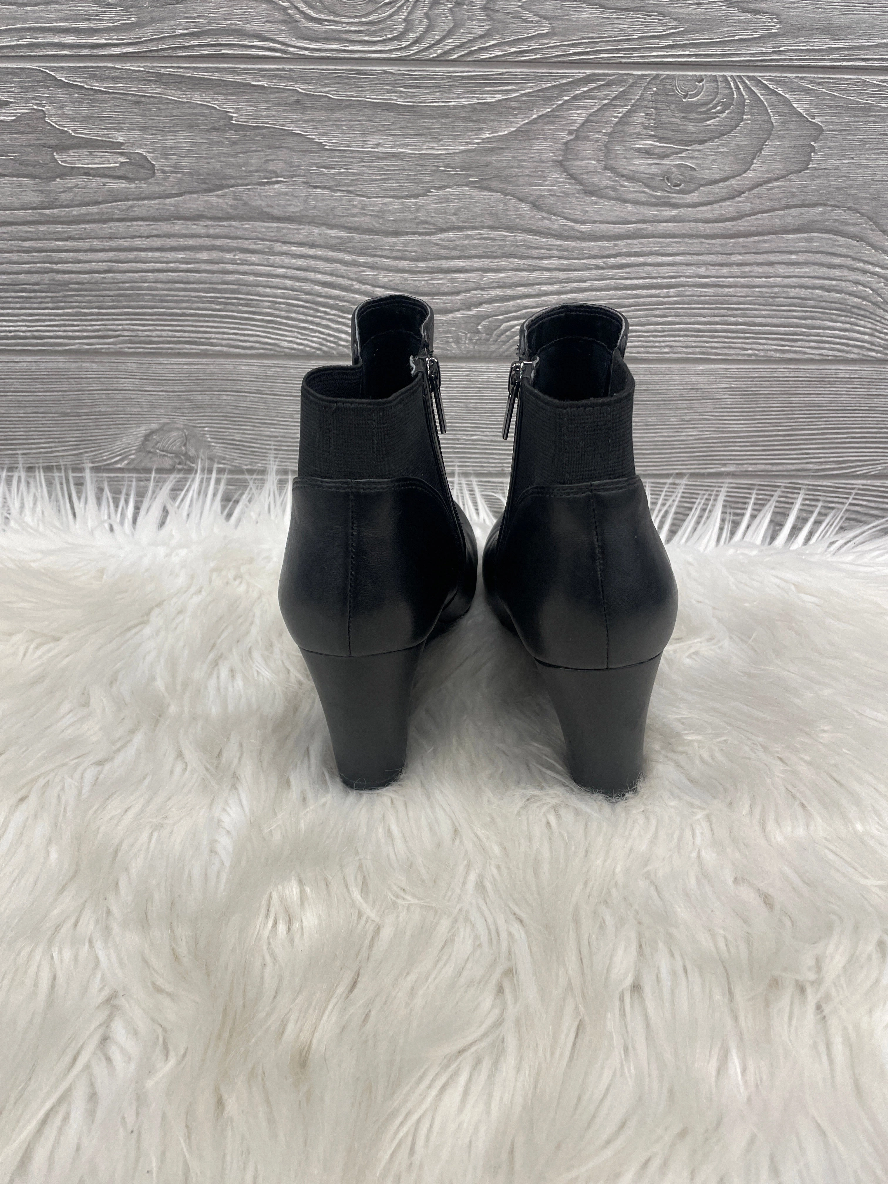 Boots Ankle Heels By Clarks In Black, Size: 8 Leather Footwear
