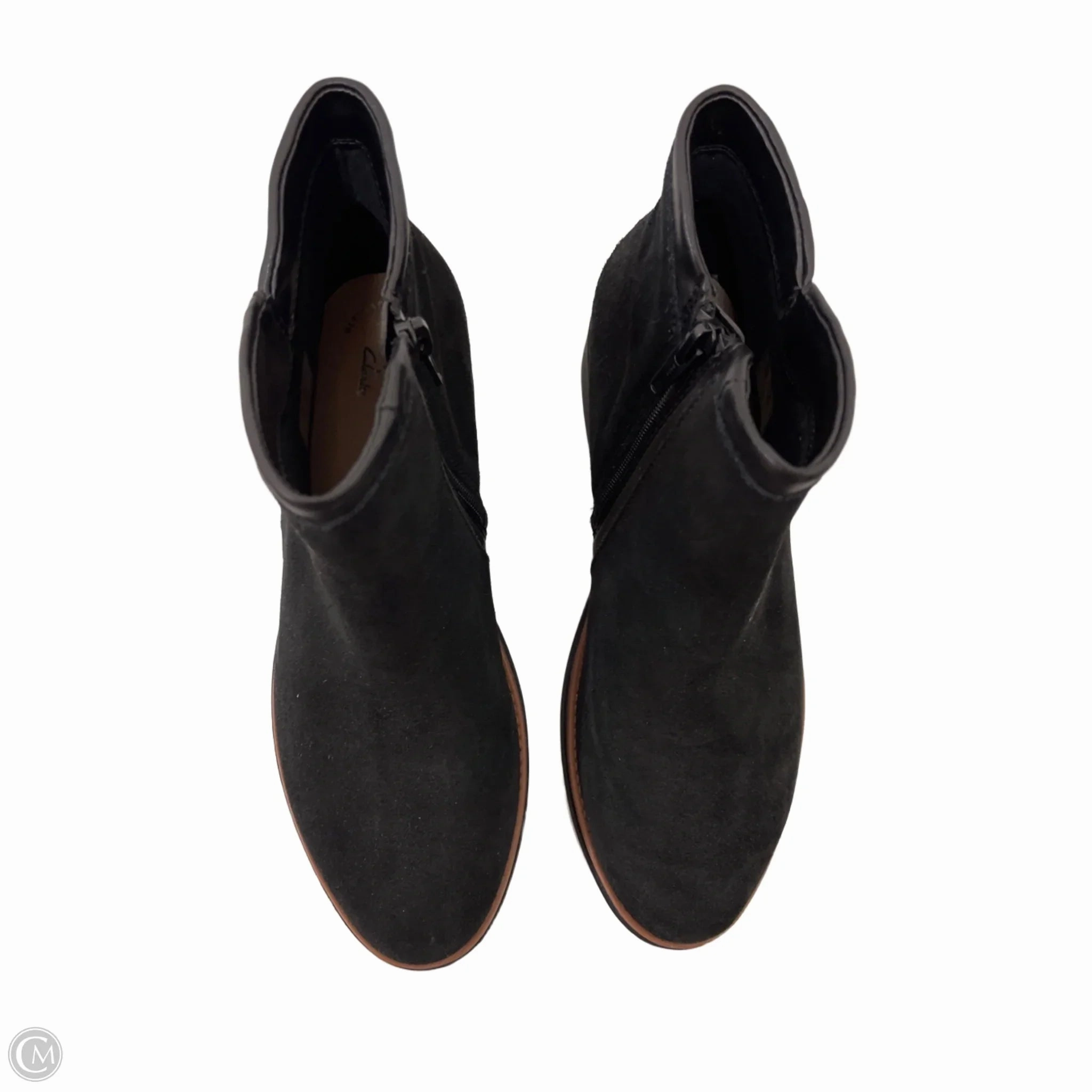 Boots Ankle Heels By Clarks In Black, Size: 8 Leather Footwear