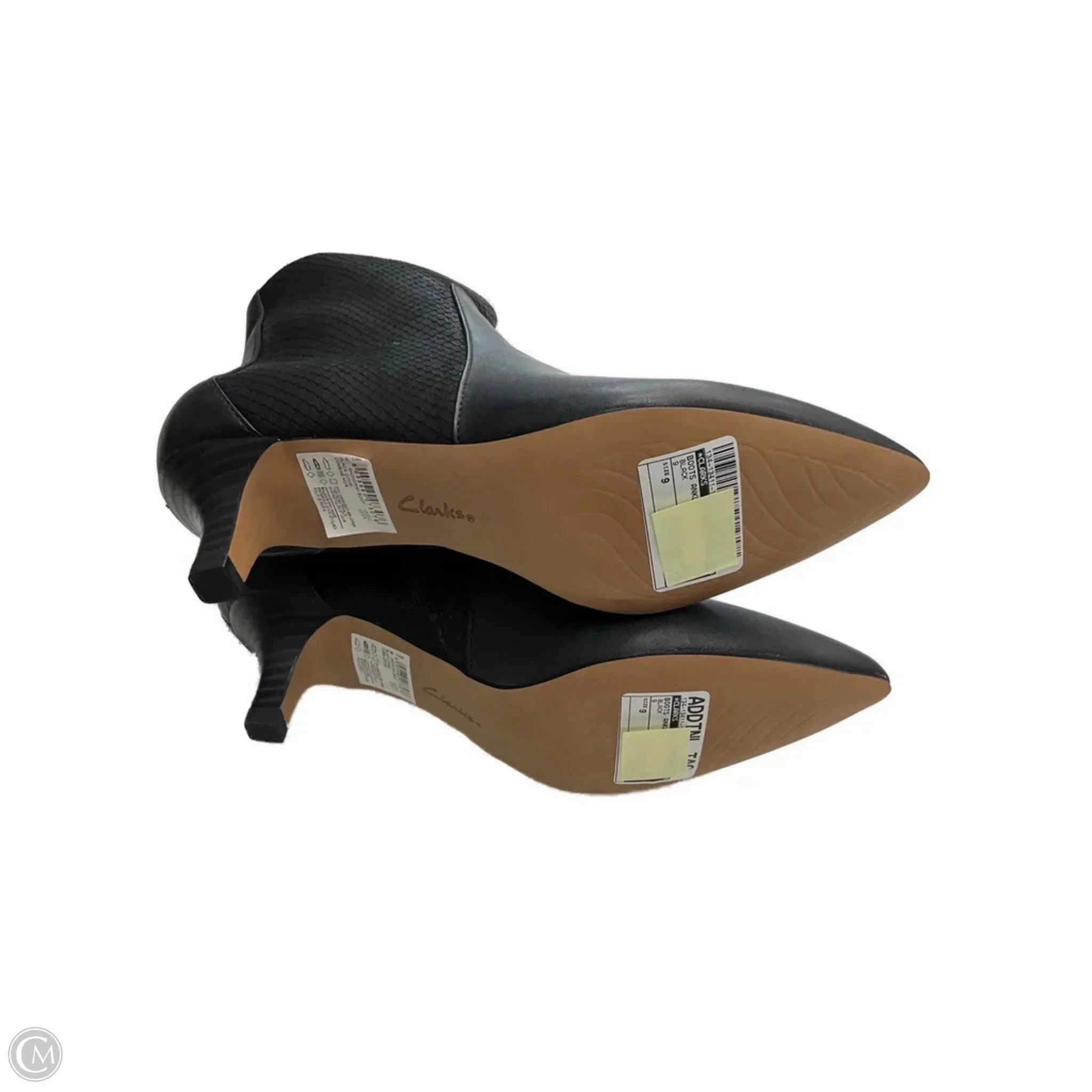 Boots Ankle Heels By Clarks In Black, Size: 9 Leather Footwear