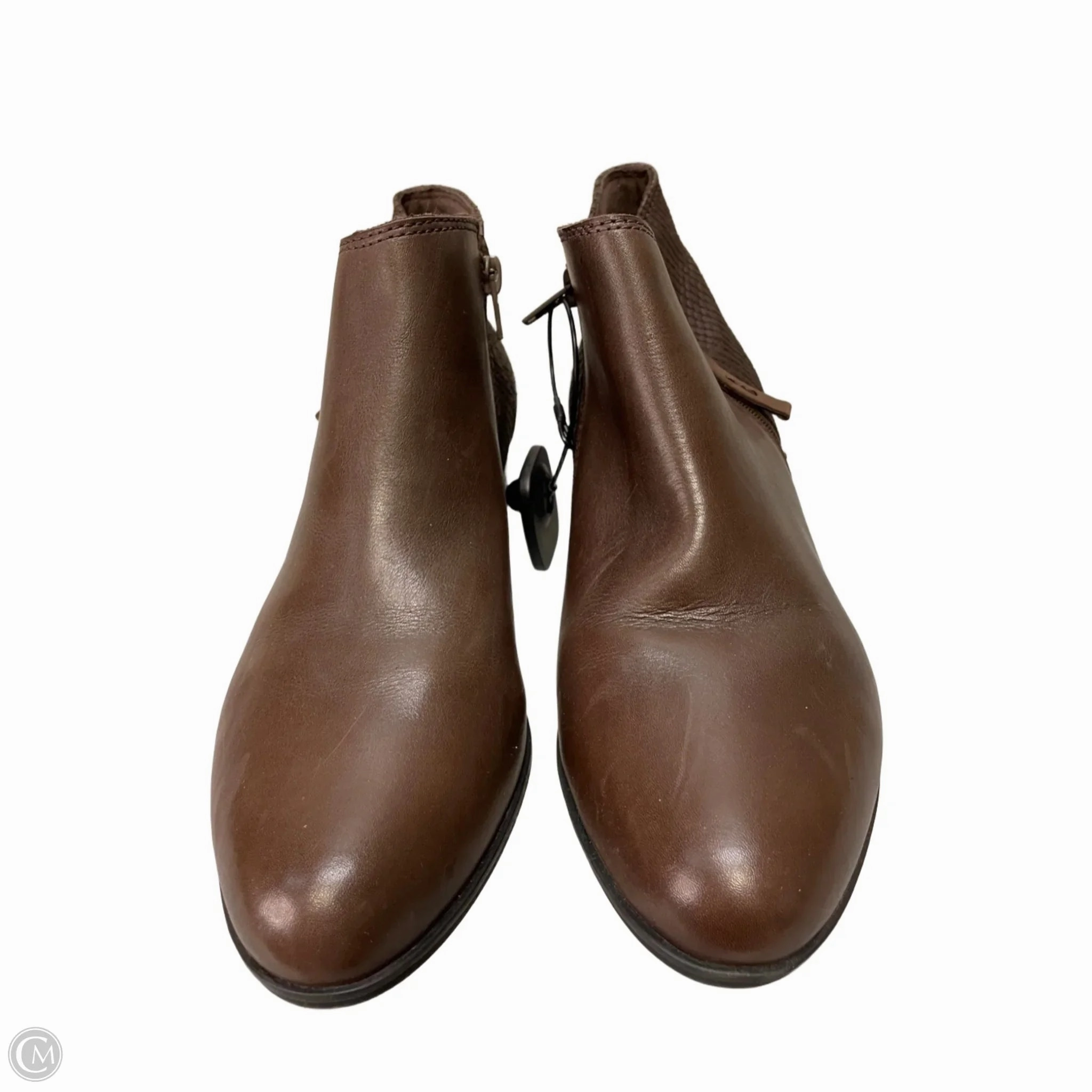 Boots Ankle Heels By Clarks In Brown, Size: 10 Leather Footwear