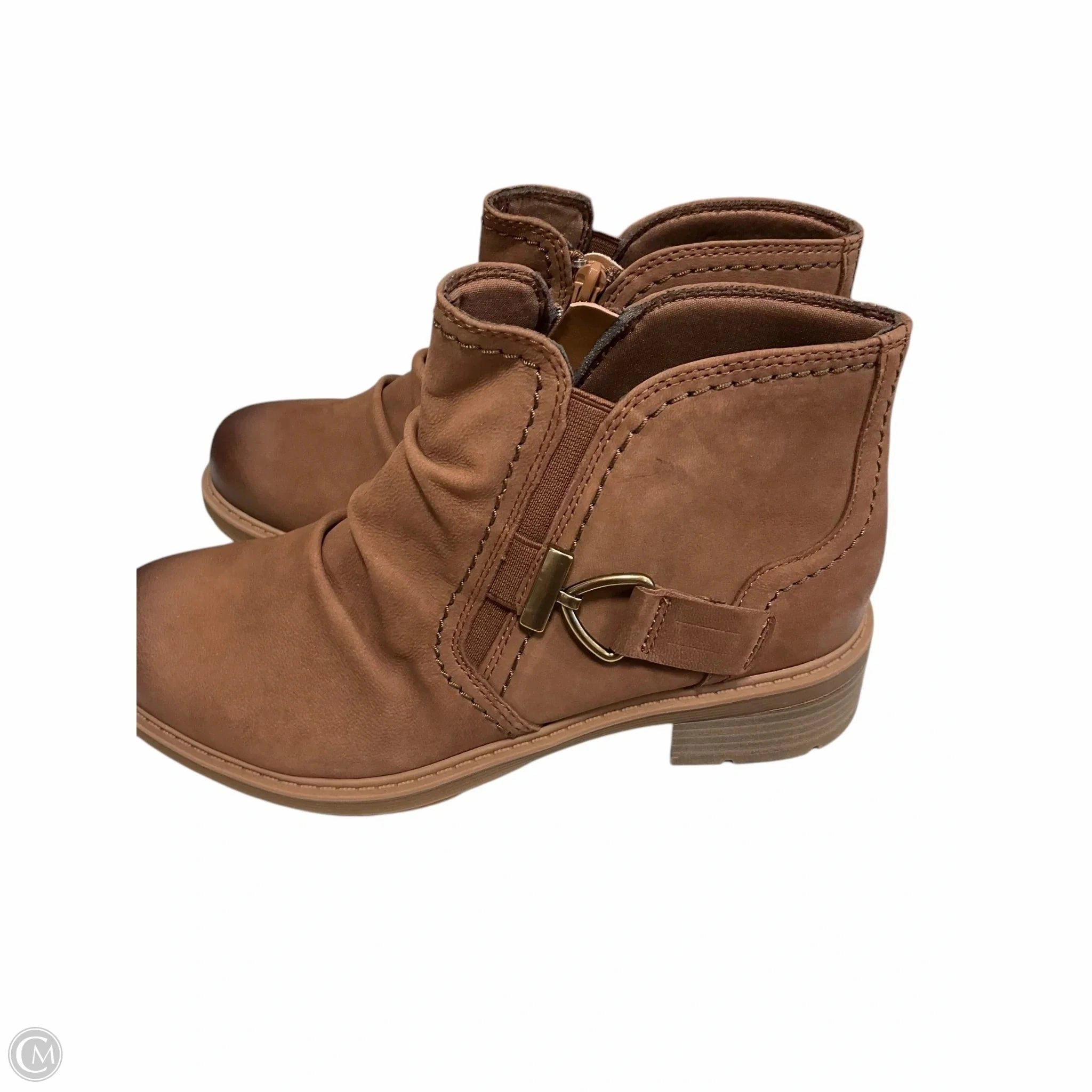 Boots Ankle Heels By Clarks In Brown, Size: 7.5 Leather Footwear