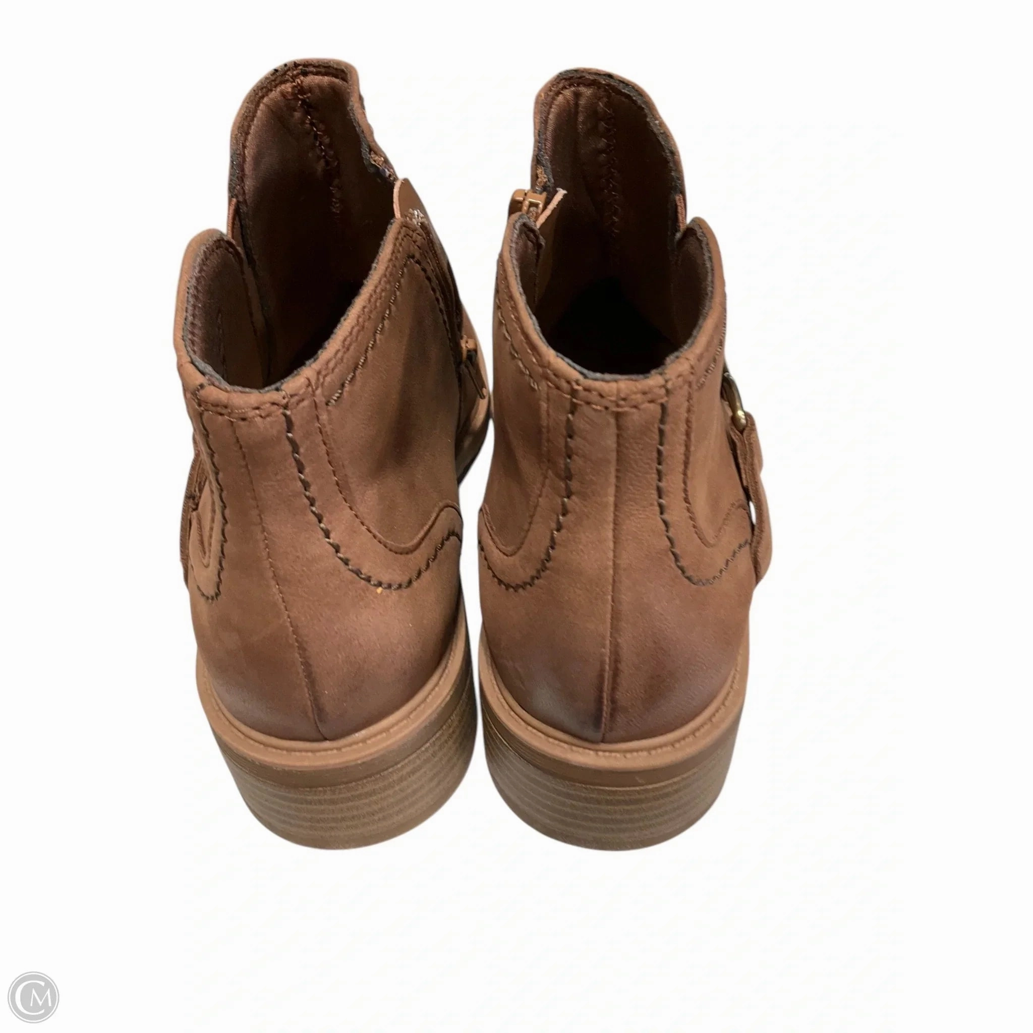 Boots Ankle Heels By Clarks In Brown, Size: 7.5 Leather Footwear