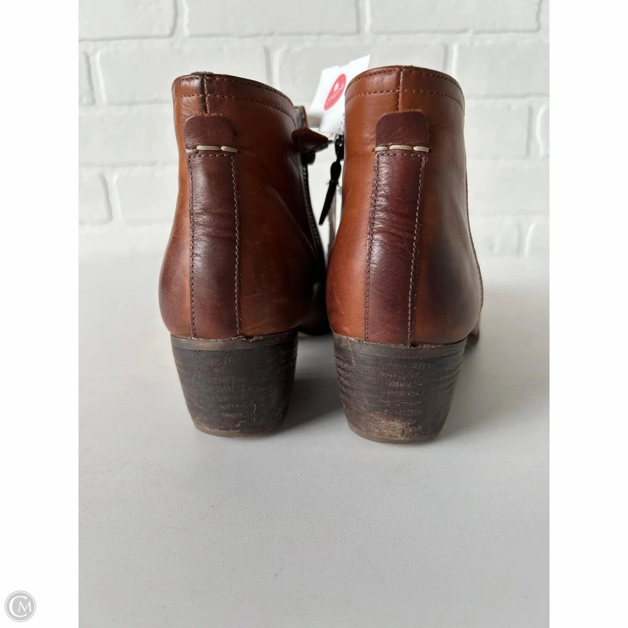 Boots Ankle Heels By Clarks In Brown, Size: 7 Leather Footwear