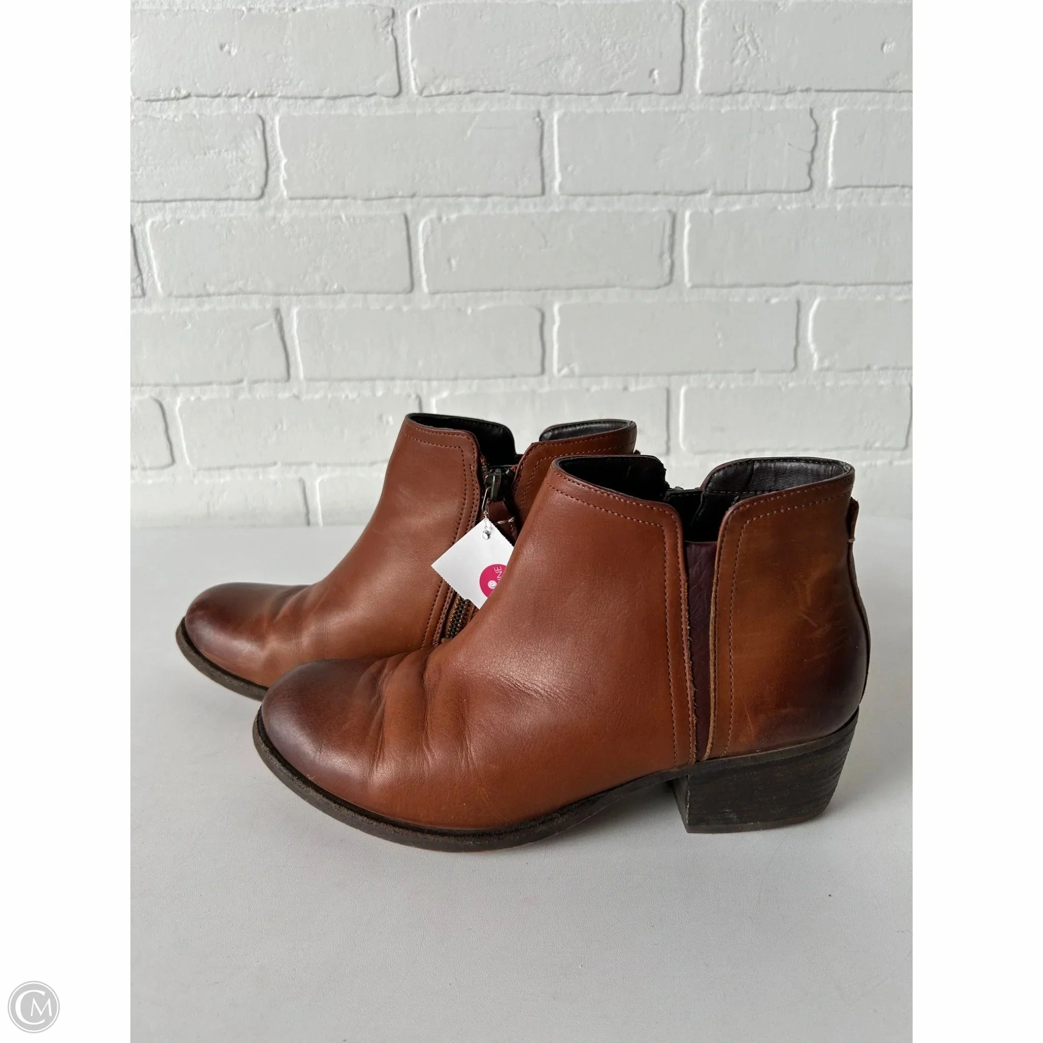Boots Ankle Heels By Clarks In Brown, Size: 7 Leather Footwear