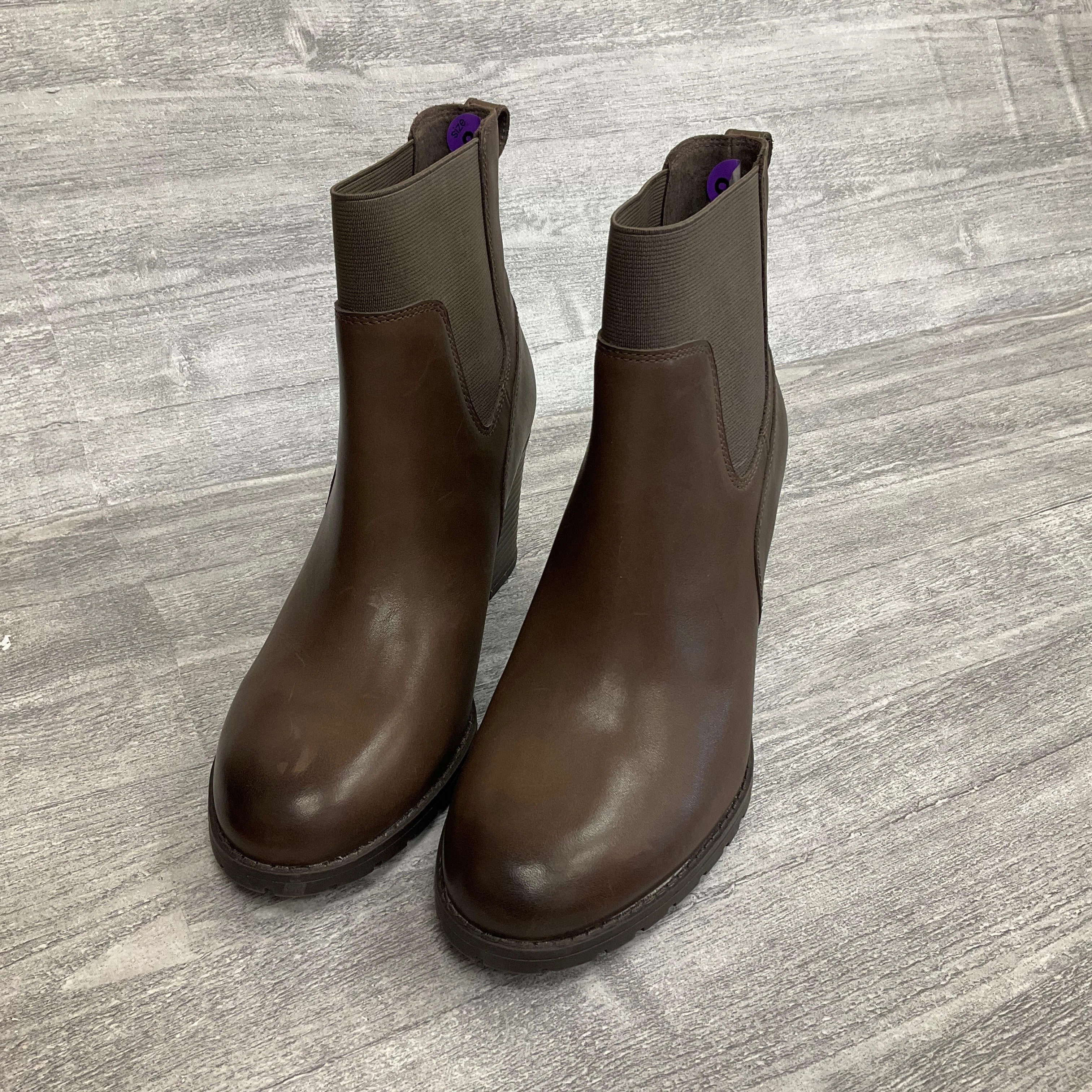 Boots Ankle Heels By Clarks In Brown, Size: 8 Clarks leather shoes for daily wear