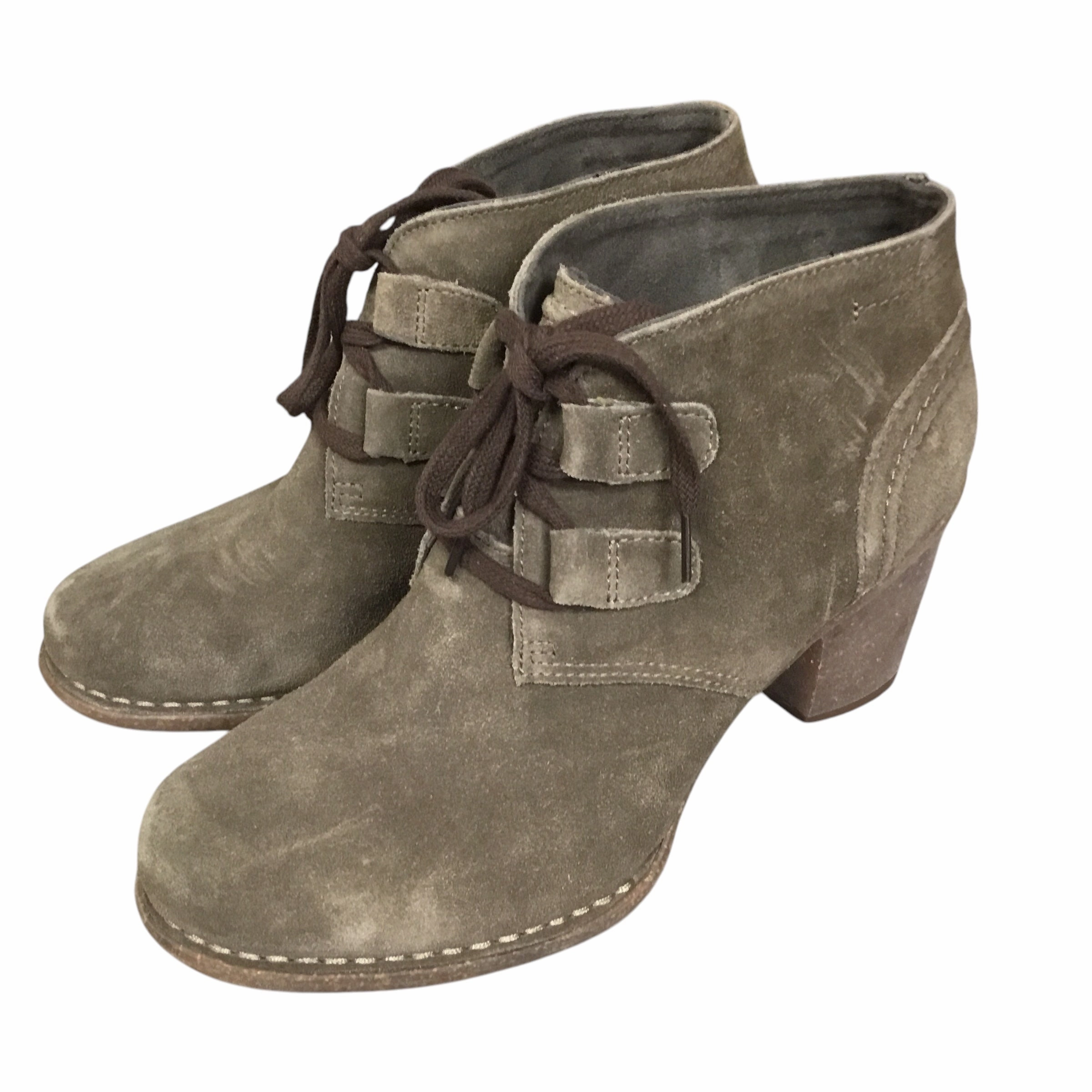 Boots Ankle Heels By Clarks In Grey, Size: 7.5 Clarks leather shoes for daily wear