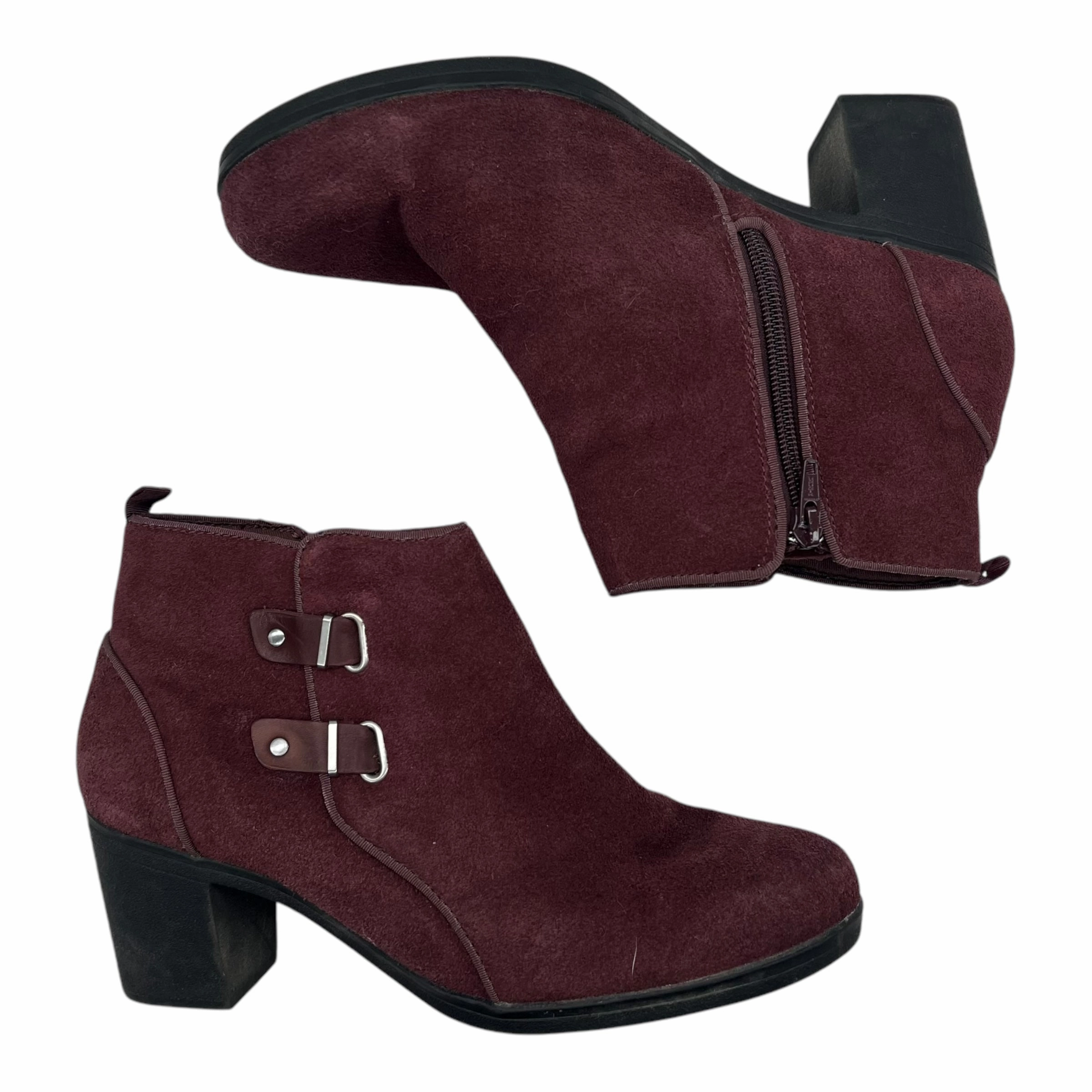 Boots Ankle Heels By Clarks In Red, Size:9 Leather Footwear