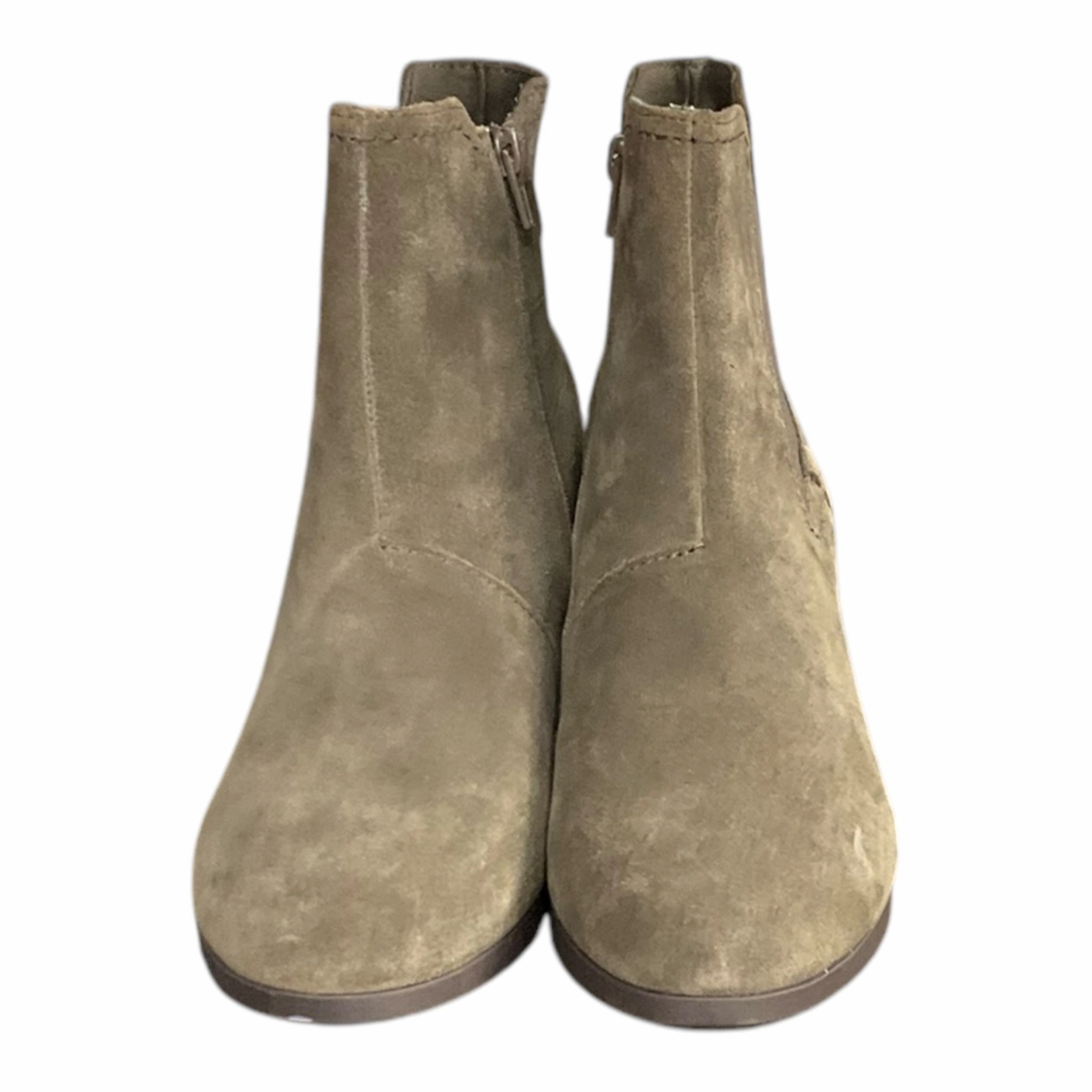 Boots Ankle Heels By Clarks In Taupe, Size: 8.5 Leather Footwear