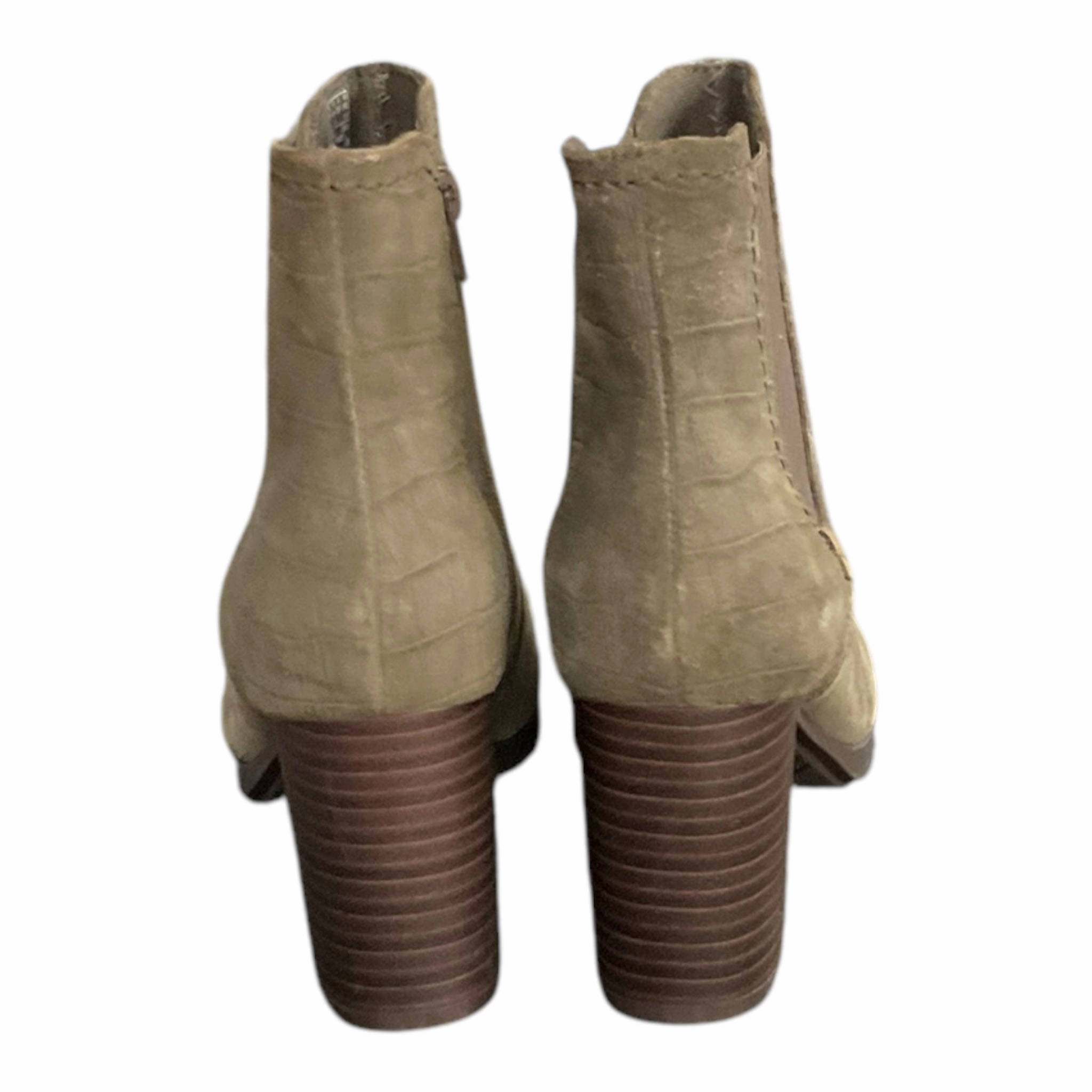 Boots Ankle Heels By Clarks In Taupe, Size: 8.5 Leather Footwear