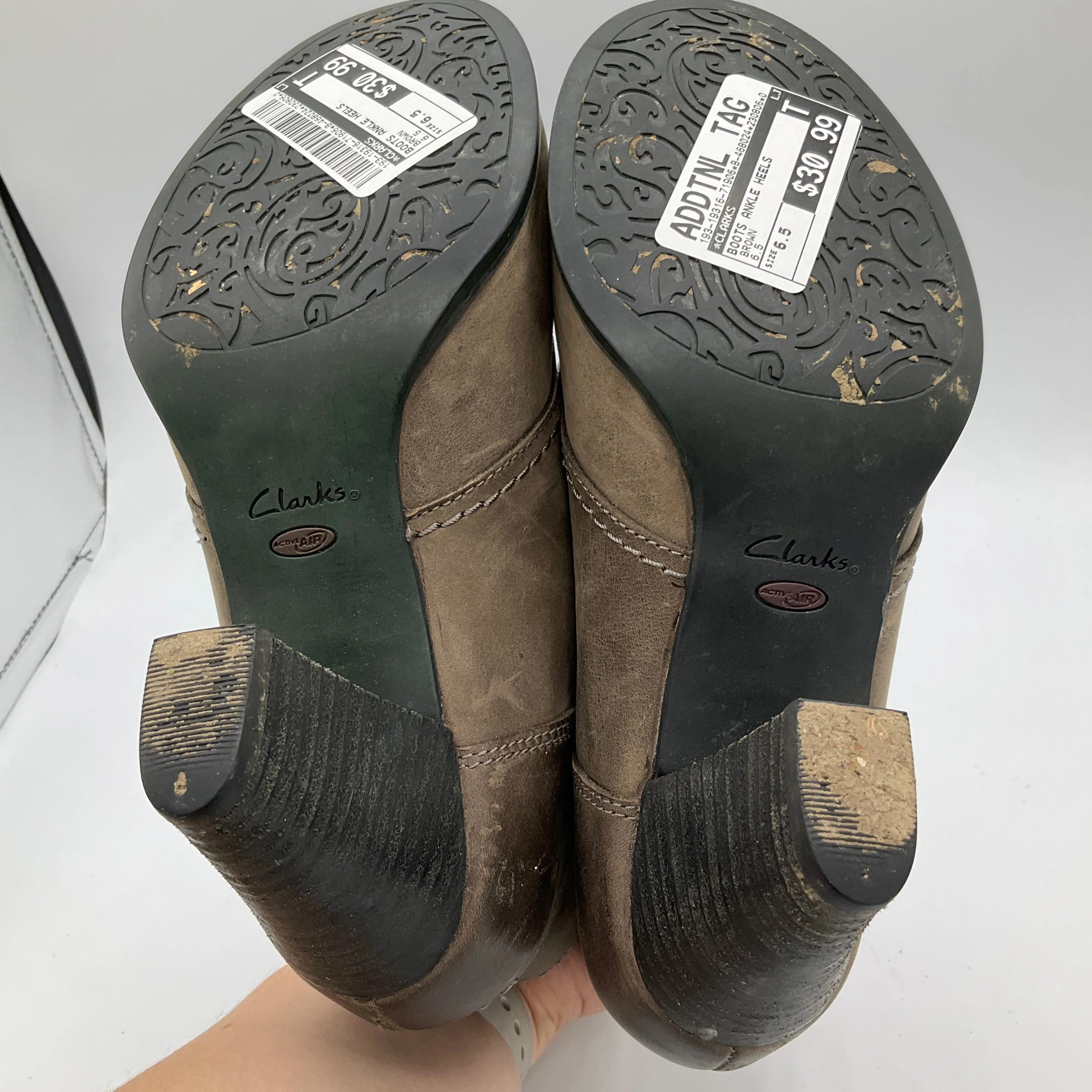 Boots Ankle Heels By Clarks  Size: 6.5 Leather Footwear