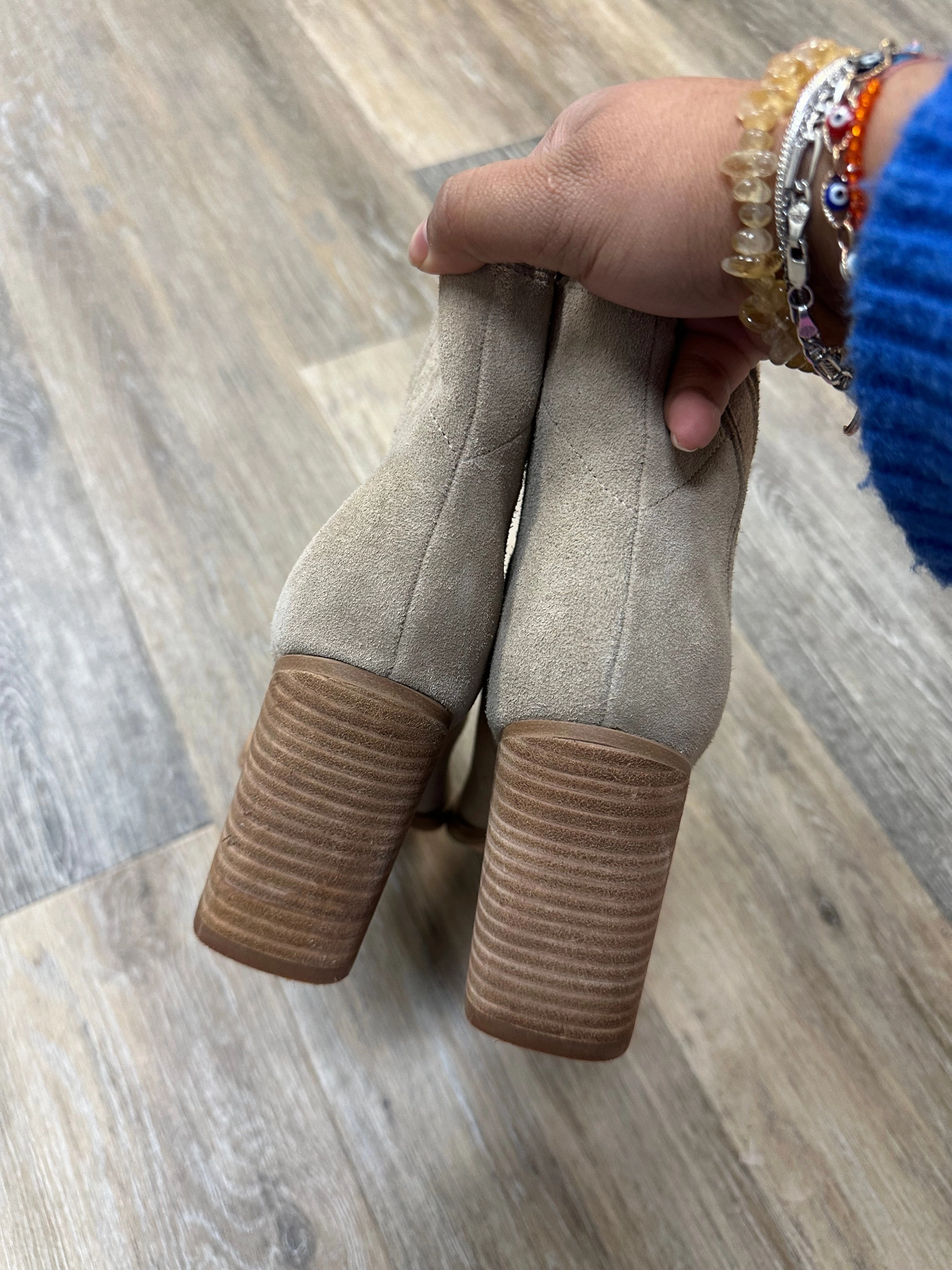 Boots Ankle Heels By Marc Fisher In Beige, Size: 8 Fashion Heels