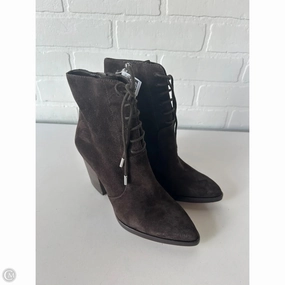 Boots Ankle Heels By Marc Fisher In Brown, Size: 5.5 Marc Fisher fashion shoes with block heels
