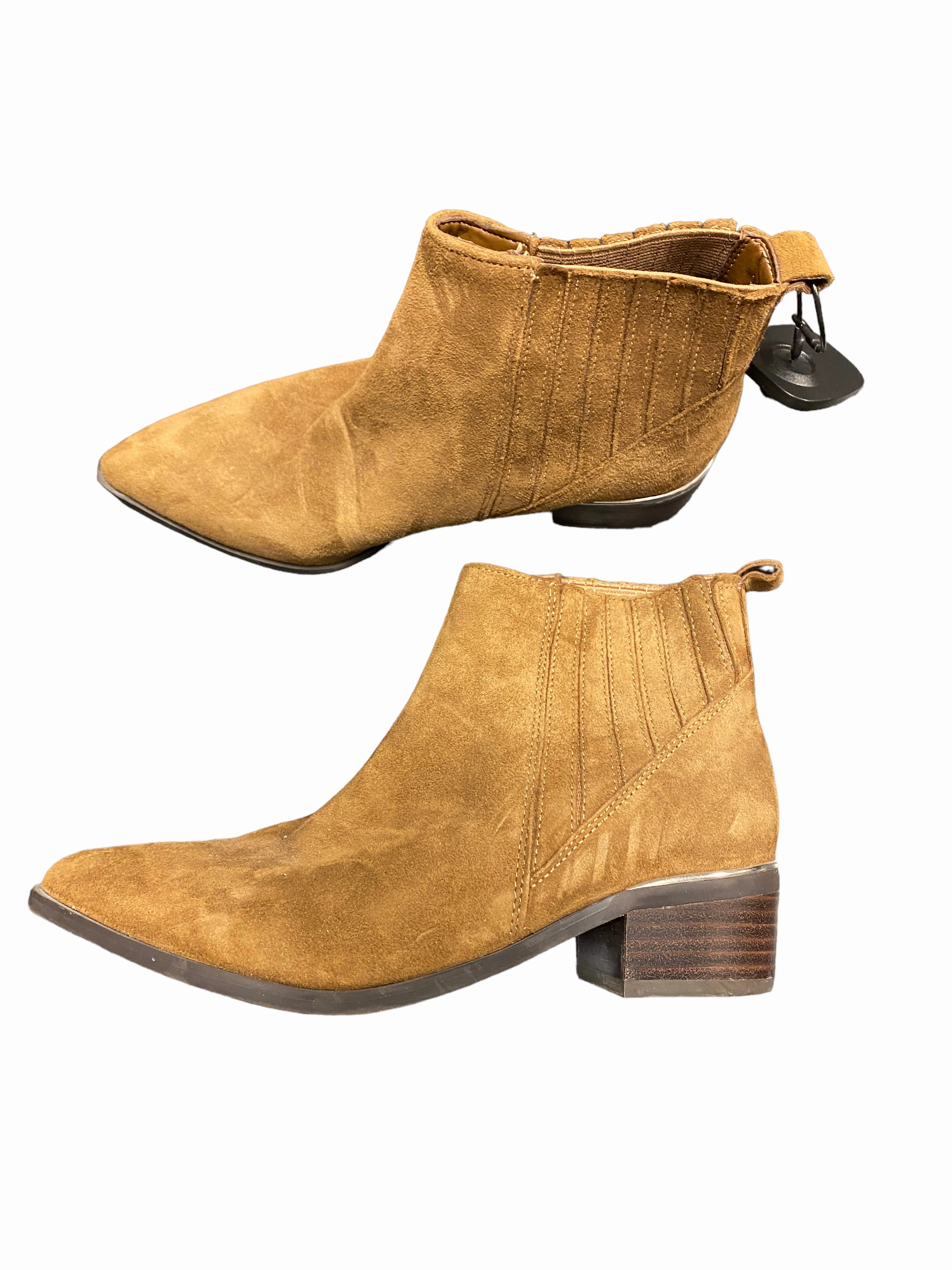 Boots Ankle Heels By Marc Fisher In Brown, Size: 6 Marc Fisher fashion shoes with block heels