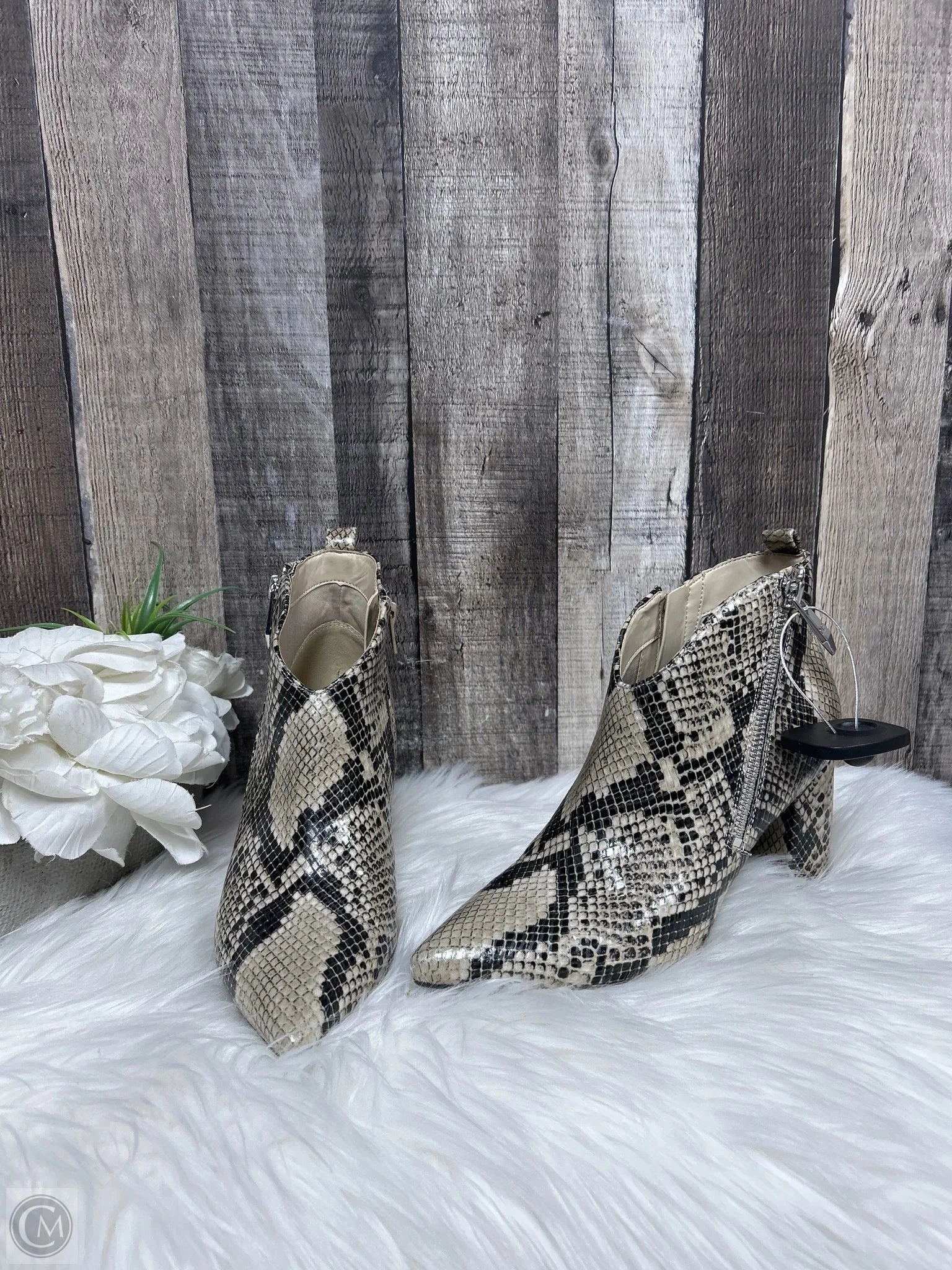 Boots Ankle Heels By Marc Fisher In Snakeskin Print, Size: 6 Marc Fisher fashion shoes with block heels