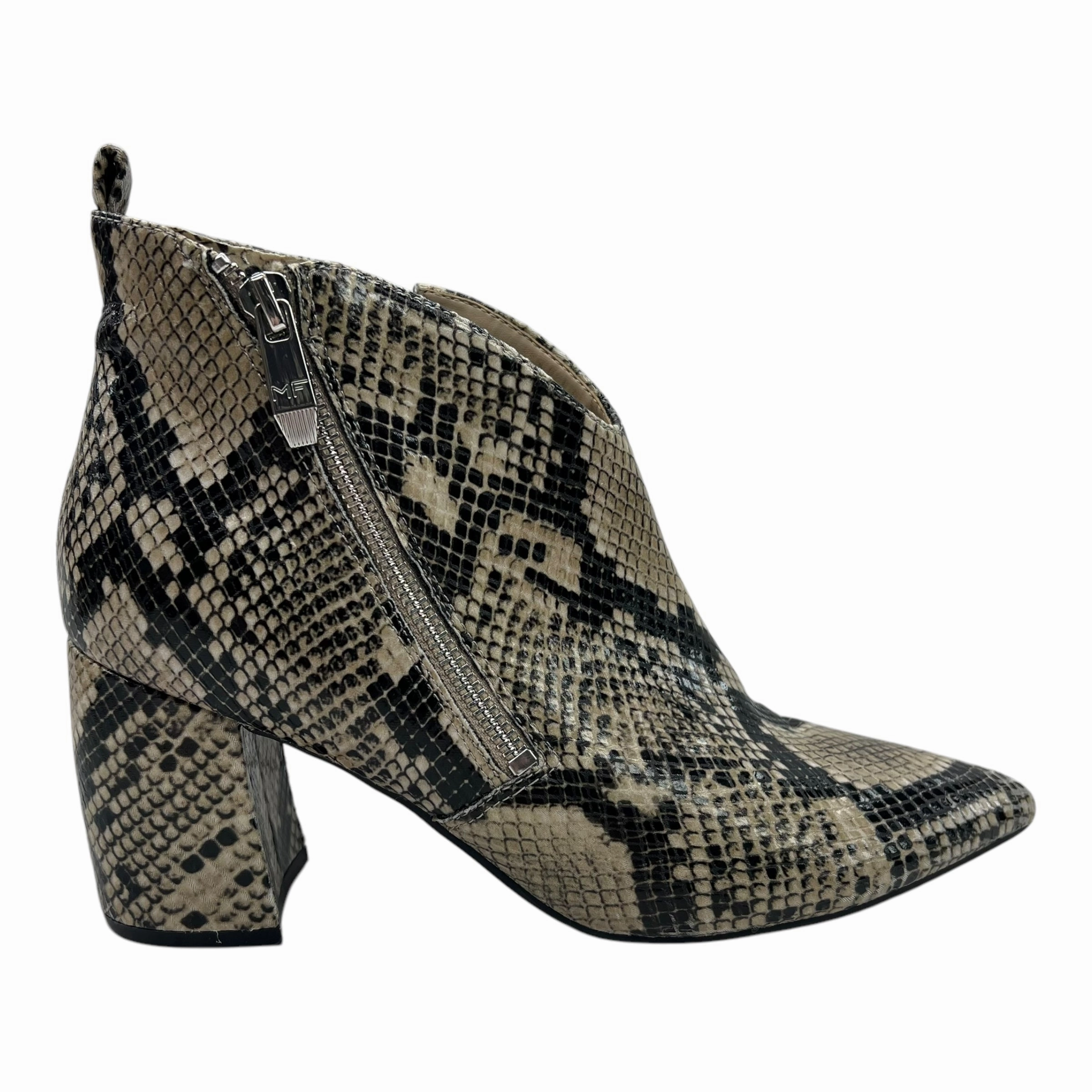 Boots Ankle Heels By Marc Fisher In Snakeskin Print, Size:8 Marc Fisher fashion shoes with block heels