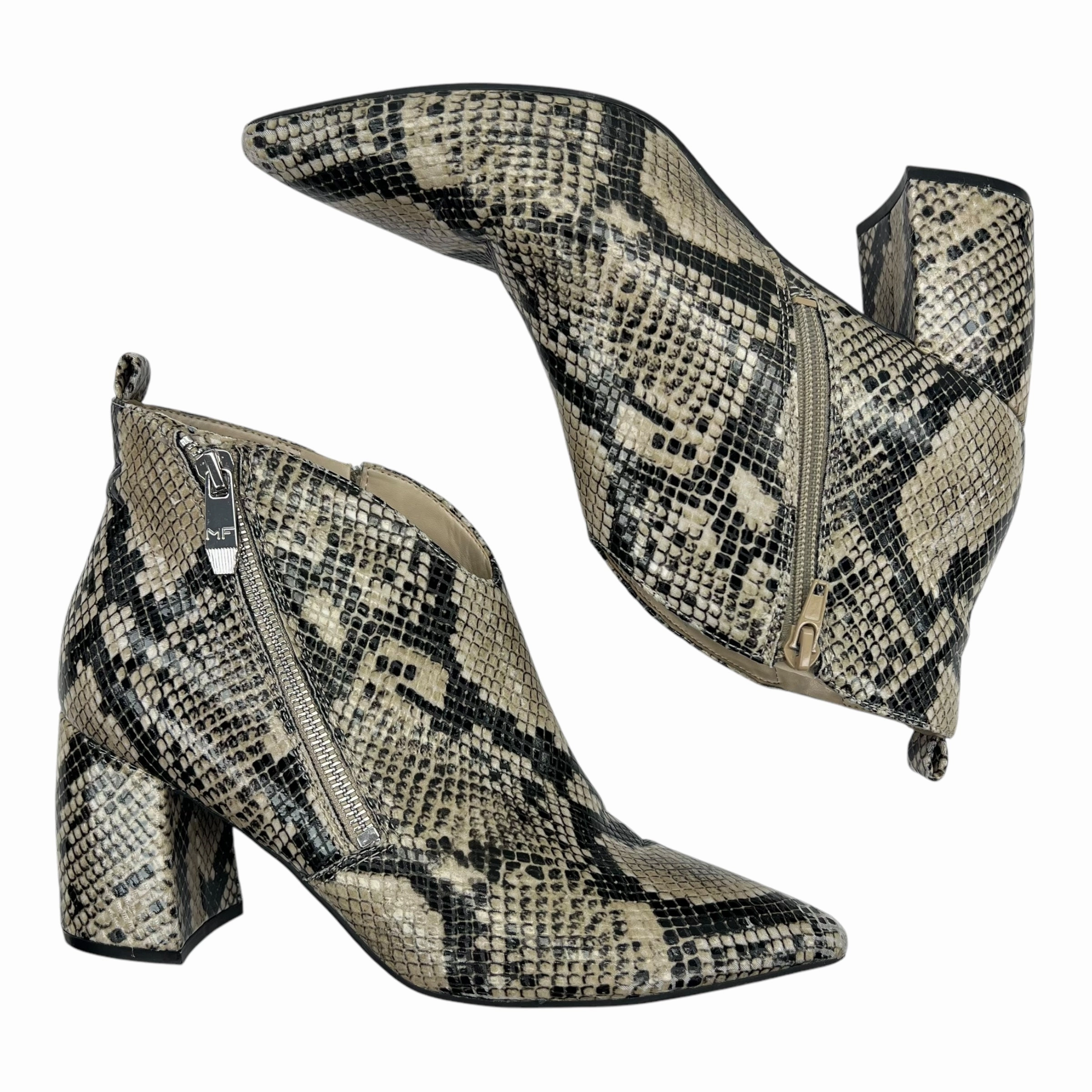 Boots Ankle Heels By Marc Fisher In Snakeskin Print, Size:8 Fashion Heels
