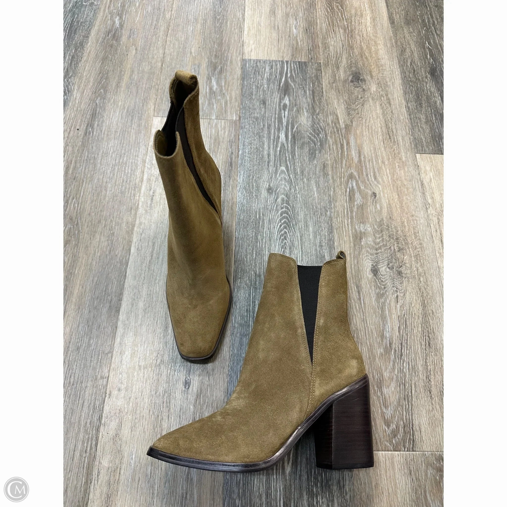 Boots Ankle Heels By Marc Fisher In Tan, Size: 8.5 Marc Fisher fashion shoes with block heels