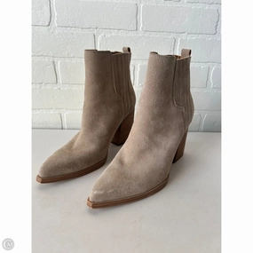 Boots Ankle Heels By Marc Fisher In Tan, Size: 8.5 Marc Fisher fashion shoes with block heels