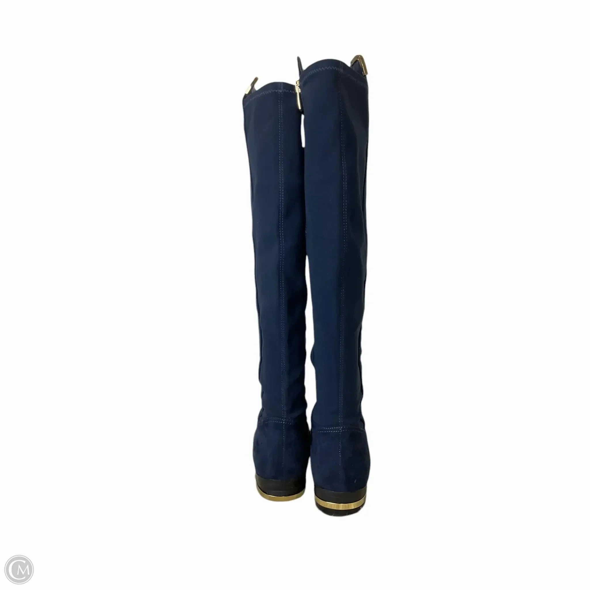 Boots Knee Flats By Marc Fisher In Navy, Size: 8.5 Fashion Heels