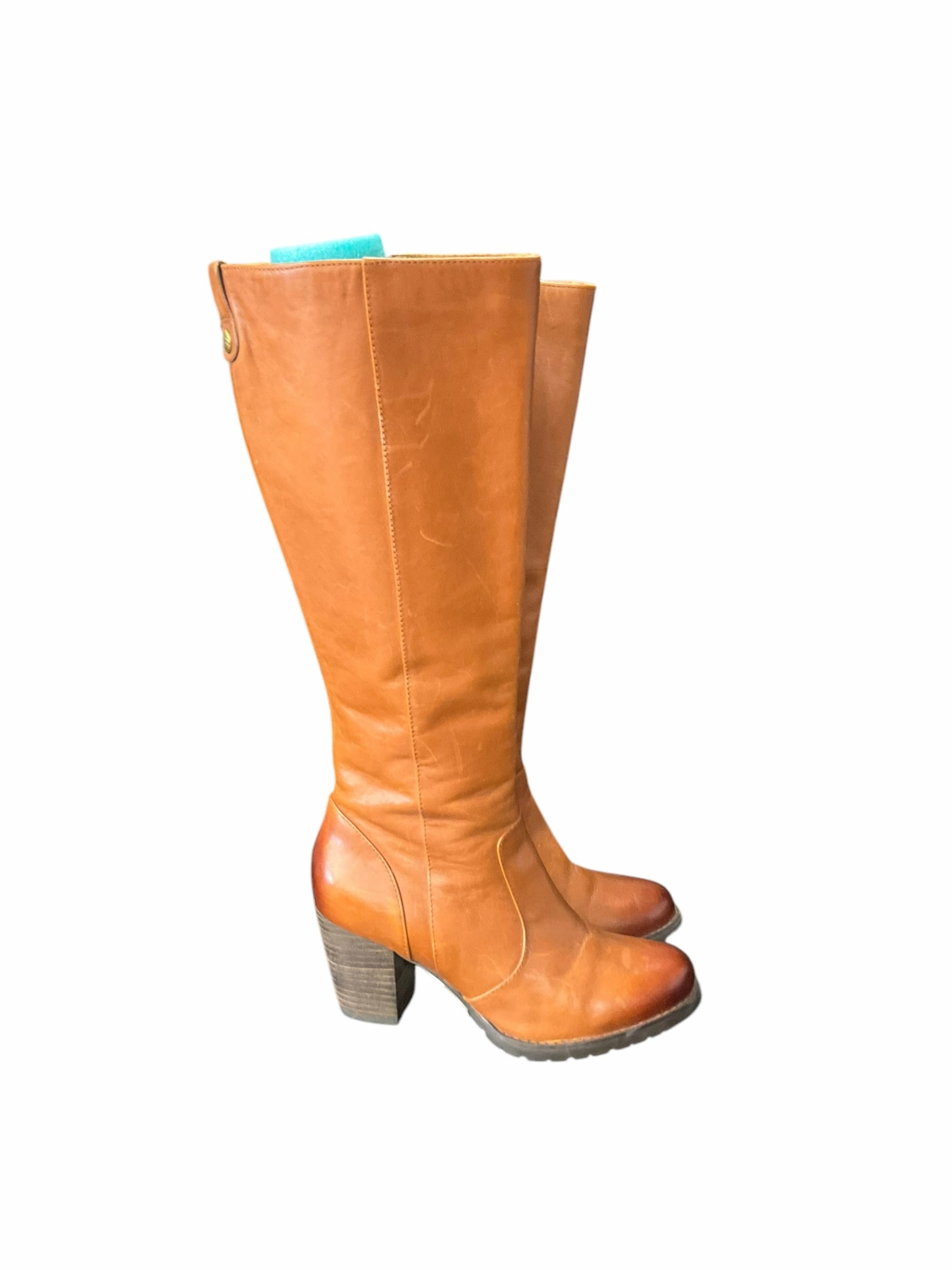 Boots Knee Heels By Clarks In Brown, Size: 6.5 Leather Footwear