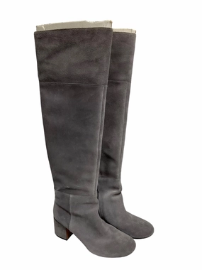 Boots Knee Heels By Clarks In Grey, Size: 8.5 Clarks leather shoes for daily wear