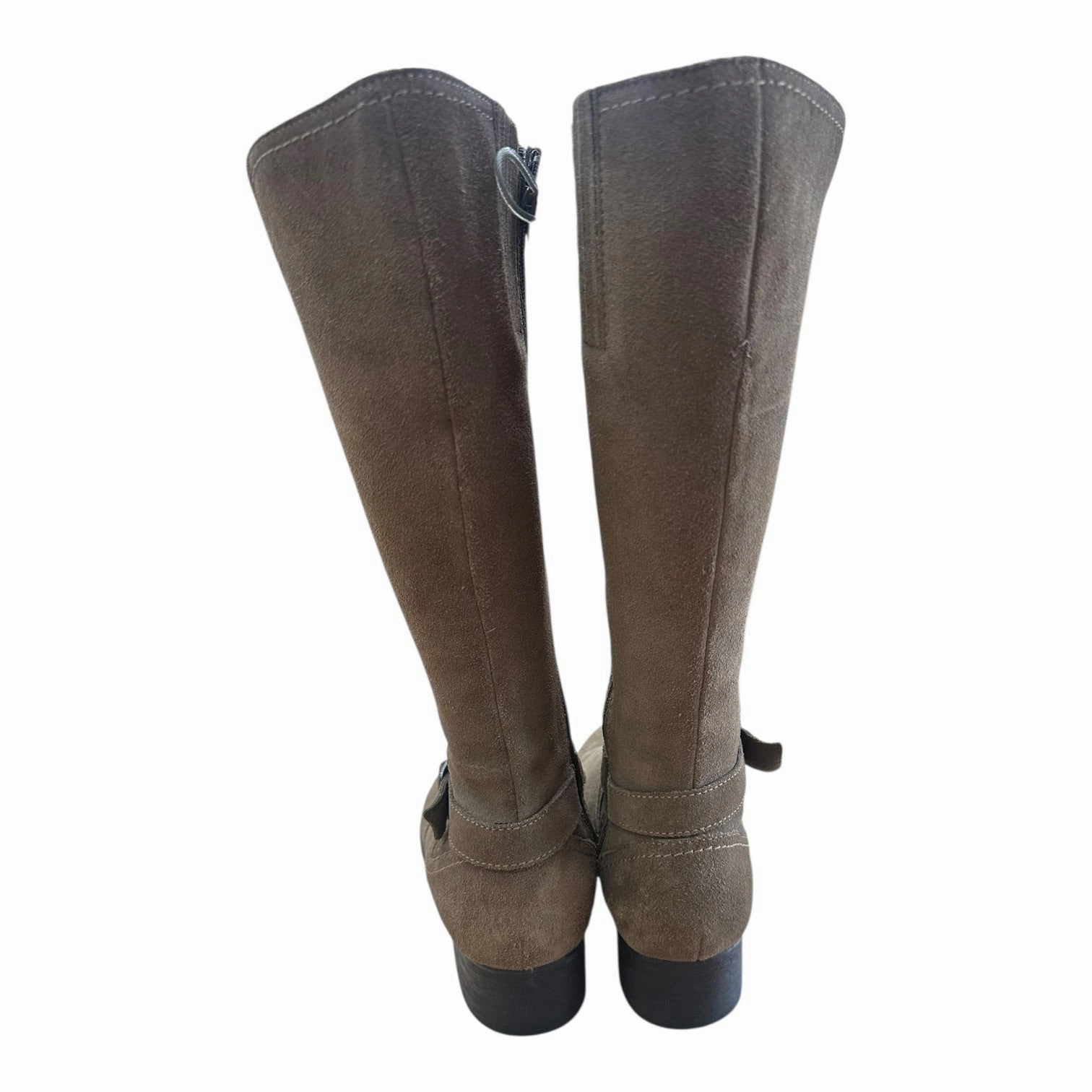 Boots Knee Heels By Clarks In Tan, Size:9 Leather Footwear