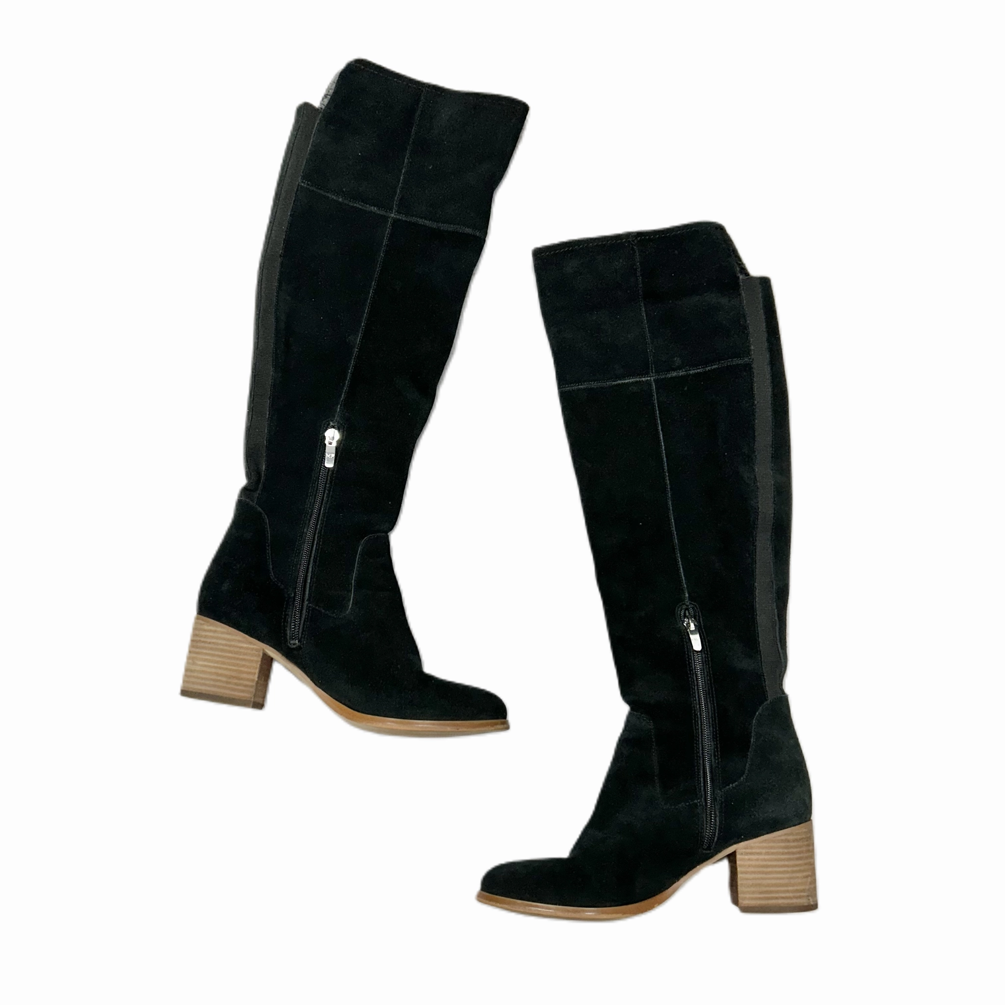 Boots Knee Heels By Marc Fisher In Black, Size: 7 Fashion Heels