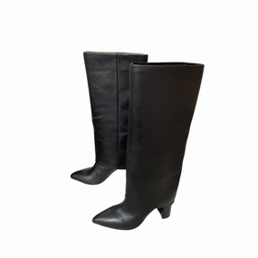Boots Knee Heels By Marc Fisher In Black, Size:8.5 Marc Fisher fashion shoes with block heels